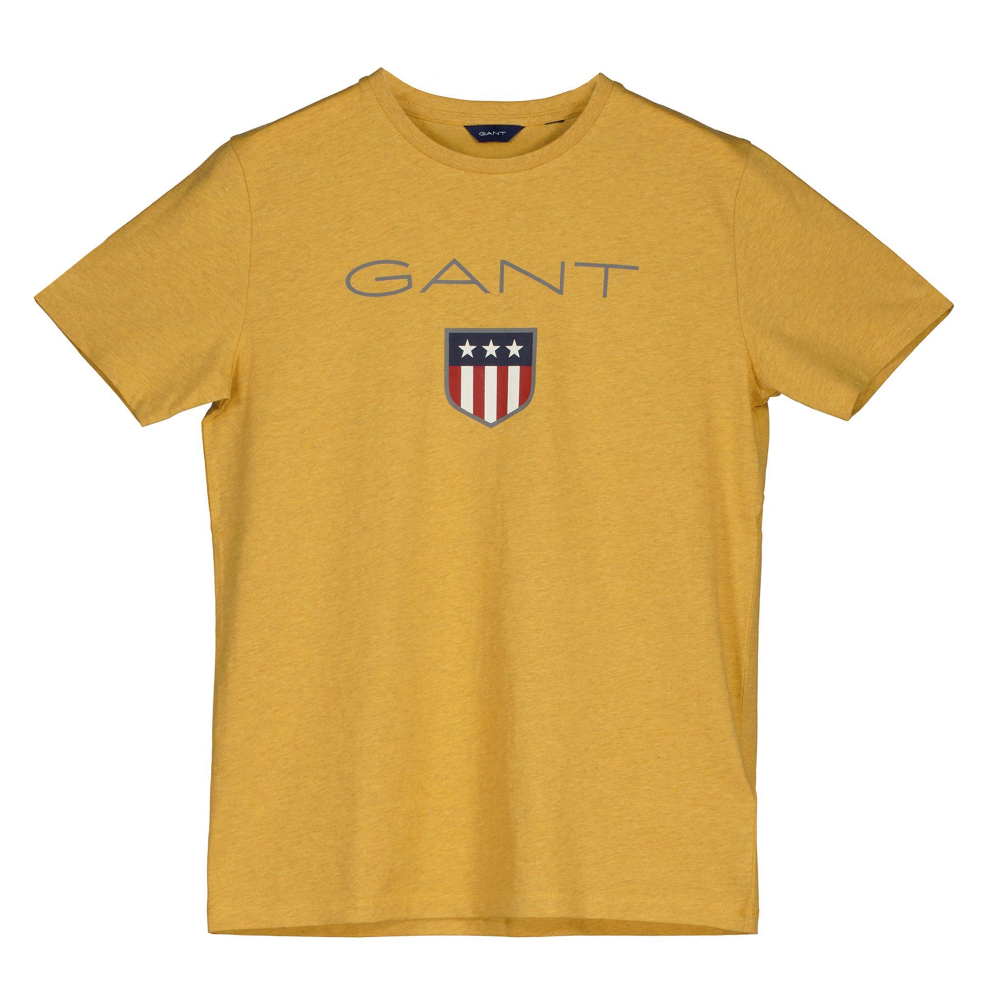 Gelb Kurzarm Boys SHIELD T-Shirt - Gant Teen Jungen T-Shirt Logo,