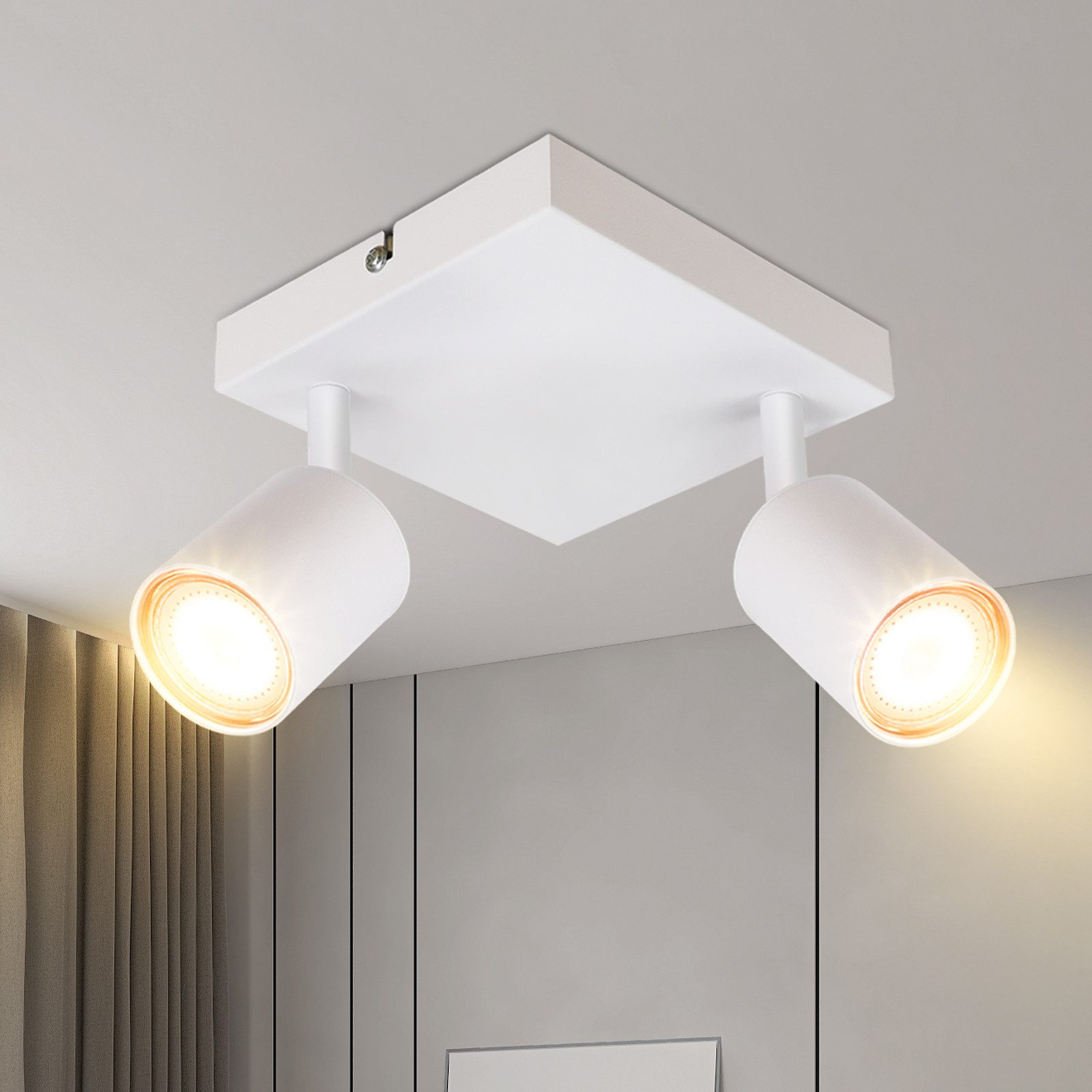 Nettlife Deckenstrahler Schwarz GU10 Modern Wohnzimmer 2 Flammig Schwenkbar Deckenlampe, Schwenkbar, LED wechselbar, Rund Flur Deckenspot Innen Spot für Schlafzimmer Küche
