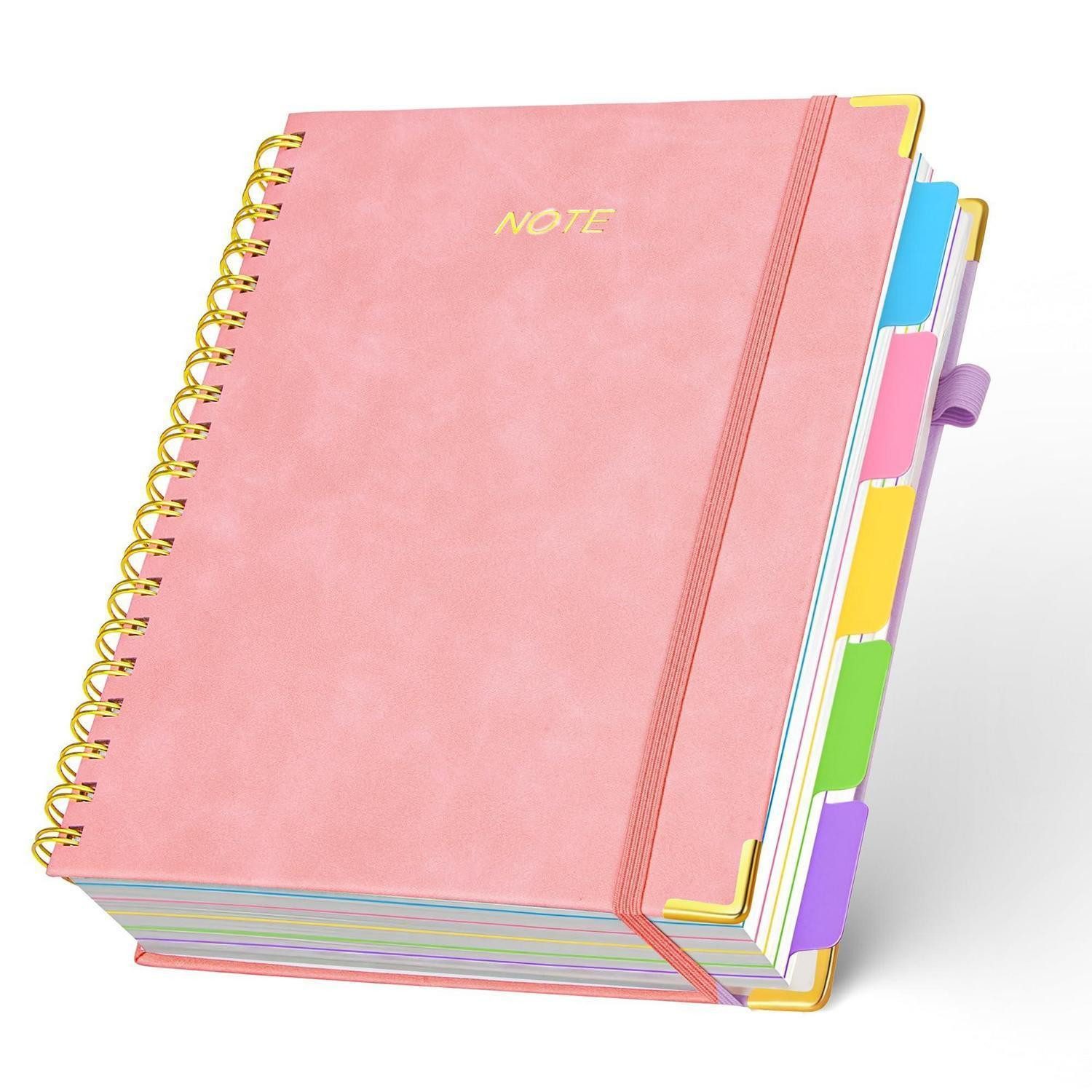 LuxusKollektion Notizblock Notizbuch A5 liniert 5 Fächer 300 Seiten Pink