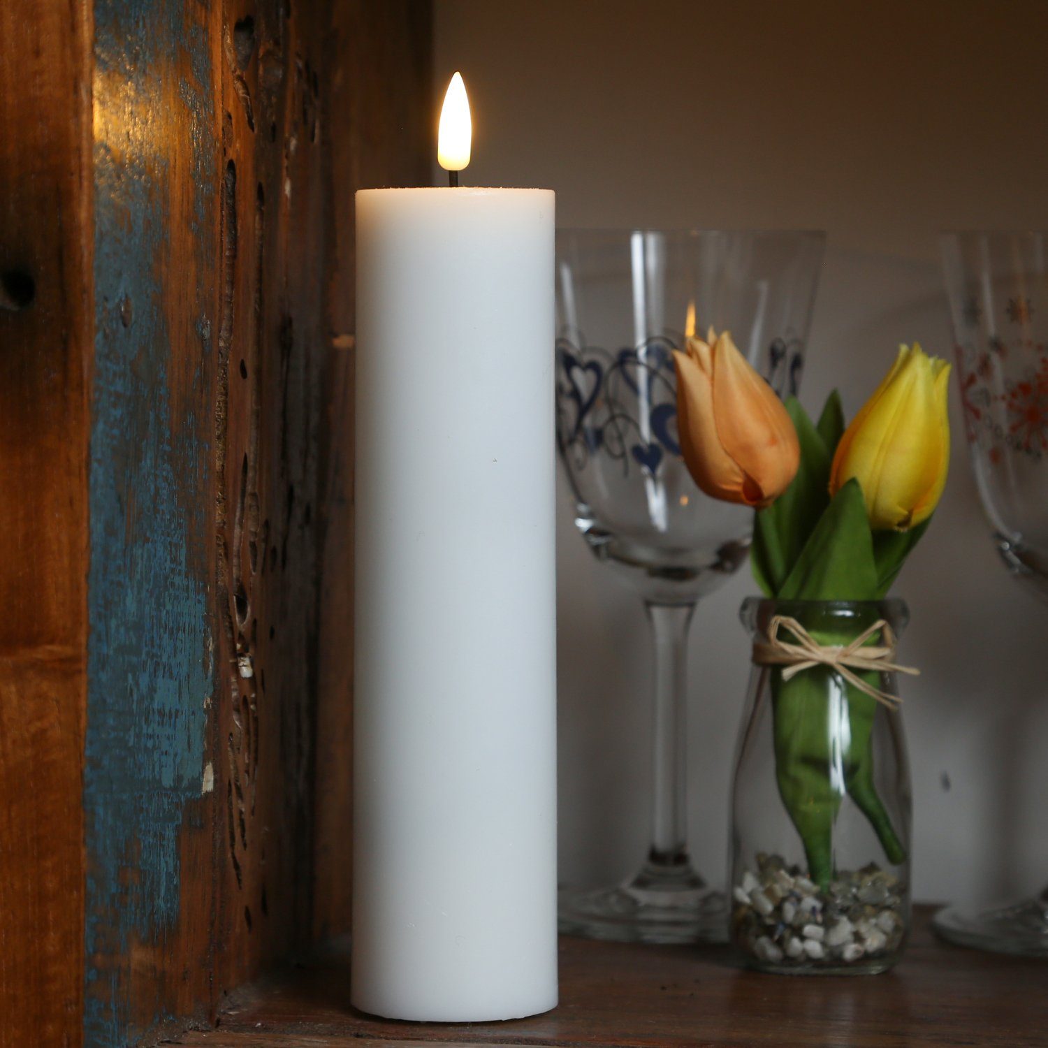 Deluxe Homeart LED-Kerze Mia Deluxe Echtwachs flackernd Wachsspiegel H: 20c günstig online kaufen