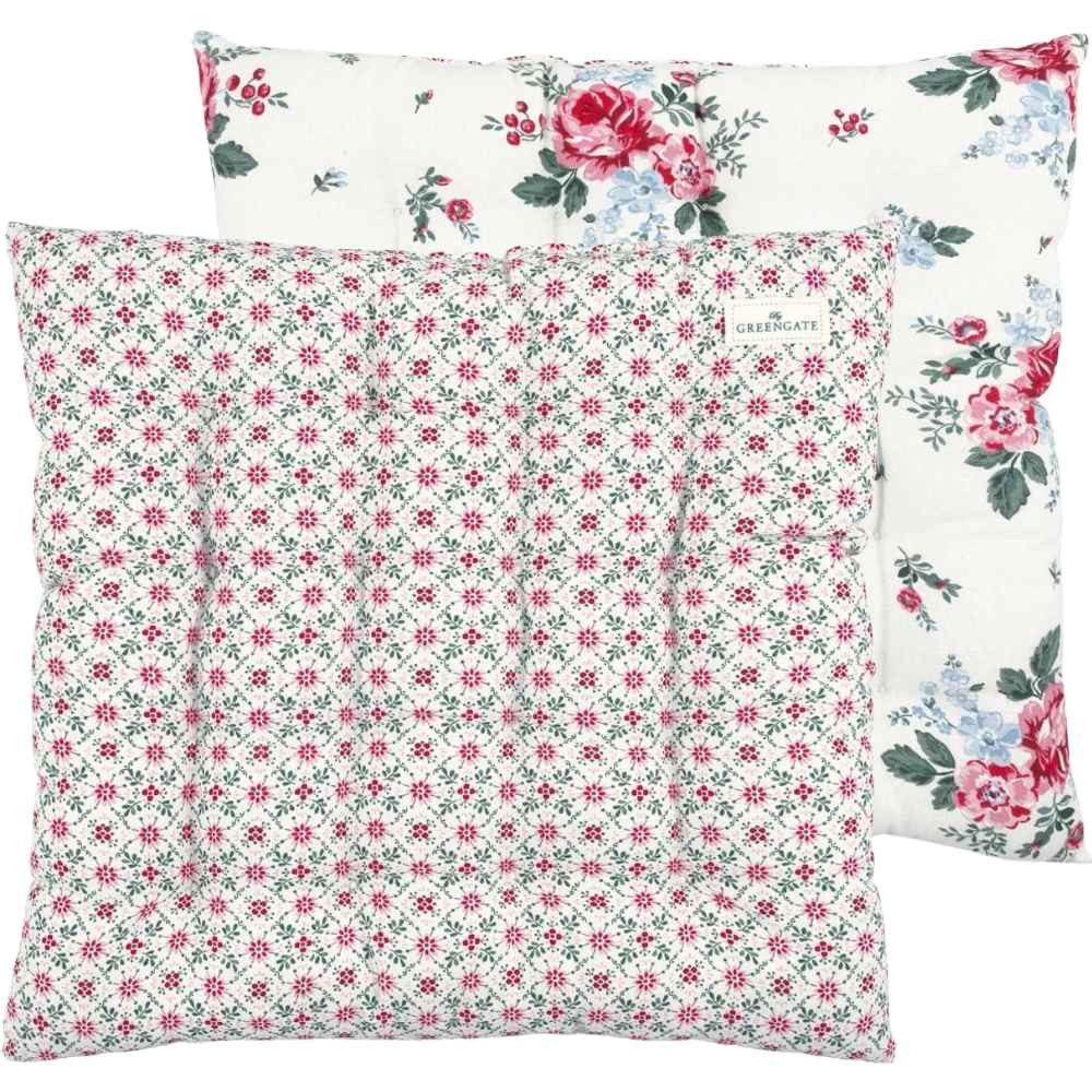 Greengate Sitzkissen Greengate Sitzkissen NENNE Weiß mit Blumen 40x40