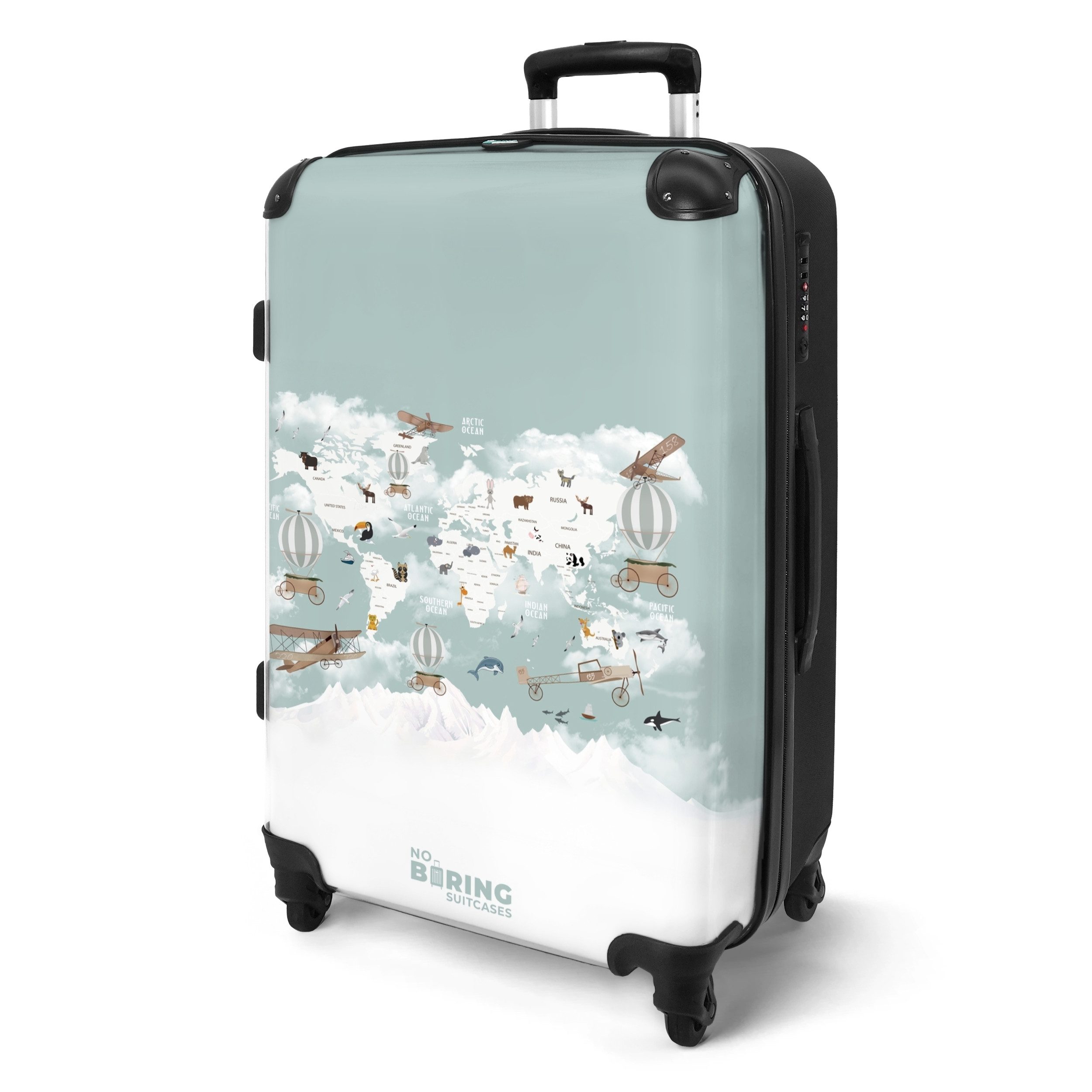 NoBoringSuitcases.com© Hartschalen-Trolley Weltkarte - Kind - günstig online kaufen