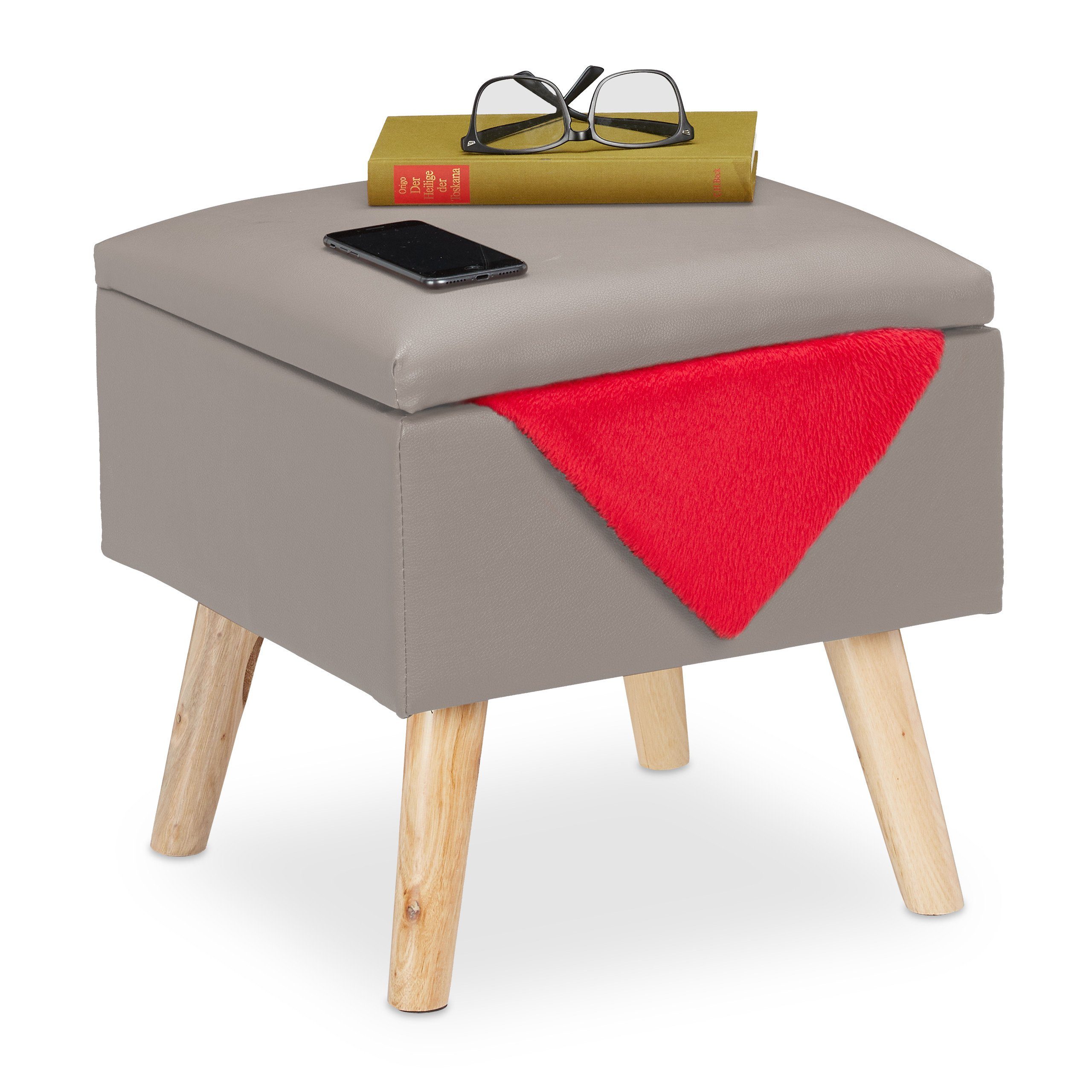 relaxdays Stauraumhocker Sitzhocker mit Stauraum Kunstleder, günstig online kaufen