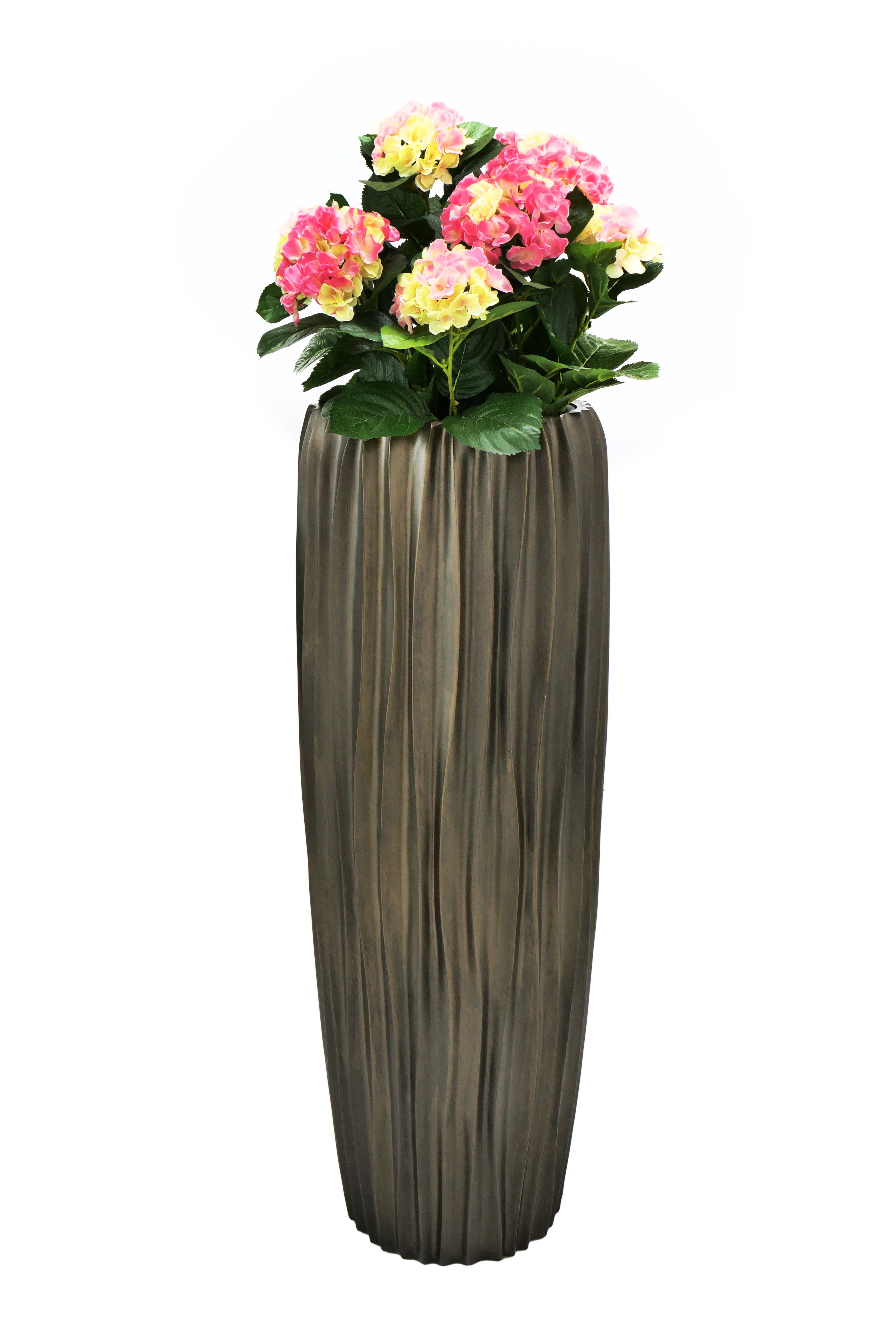 Flingora Bodenvase Minga, mit Einsatz - Fiberglas - Indoor - Kupferbraun - Höhe 97 cm