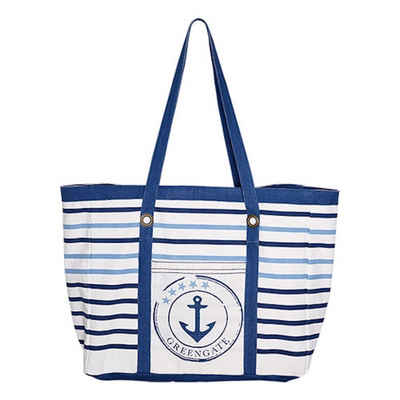 Greengate Strandtasche Canvas Anker Badetasche Einkaufstasche Tasche mit Blautönen