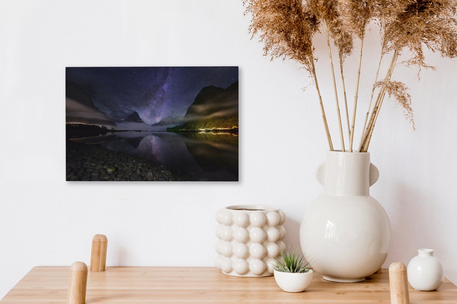 OneMillionCanvasses® Leinwandbild Leinwandbilder, Wanddeko, Wandbild Nacht, National Fiordland St), Neuseeland Aufhängefertig, 30x20 cm bei (1 Park in