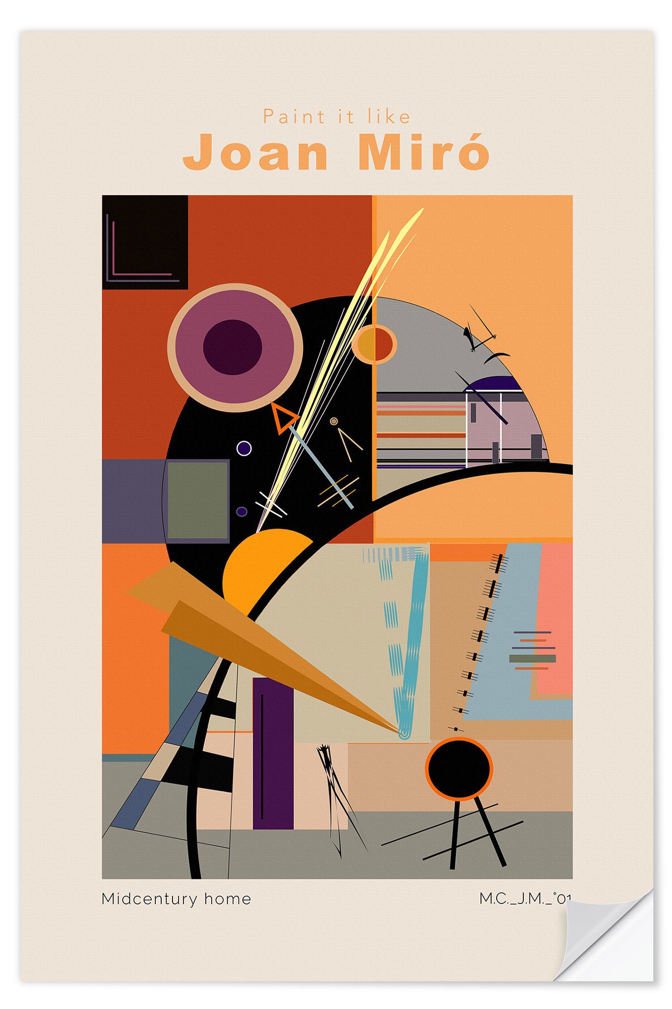 Posterlounge Wandfolie Exhibition Posters, Joan Miró - Midcentury Home, Wohnzimmer Modern Malerei