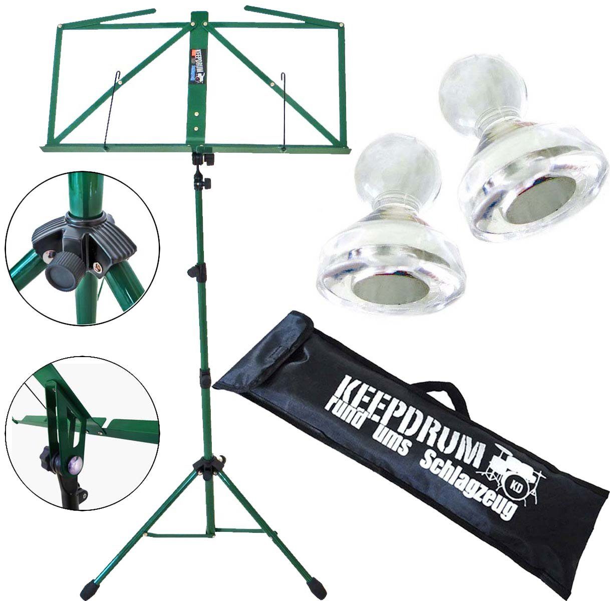 Notenpult keepdrum MUS3GR Notenständer Grün mit 10 Magnete
