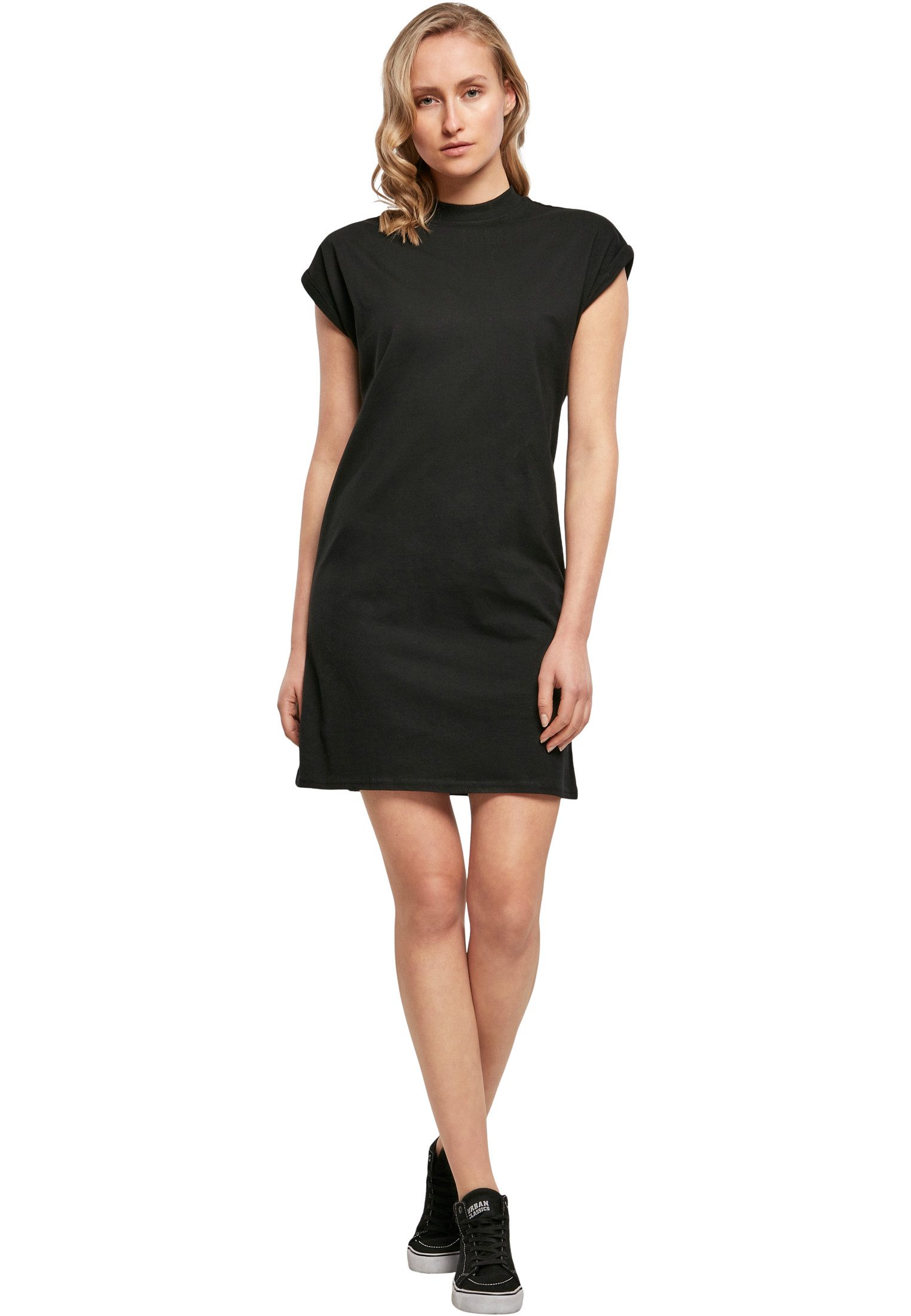 urbandreamz Jerseykleid Damen Kleid überschnittene Schultern Jersey Turn Up Ärmel