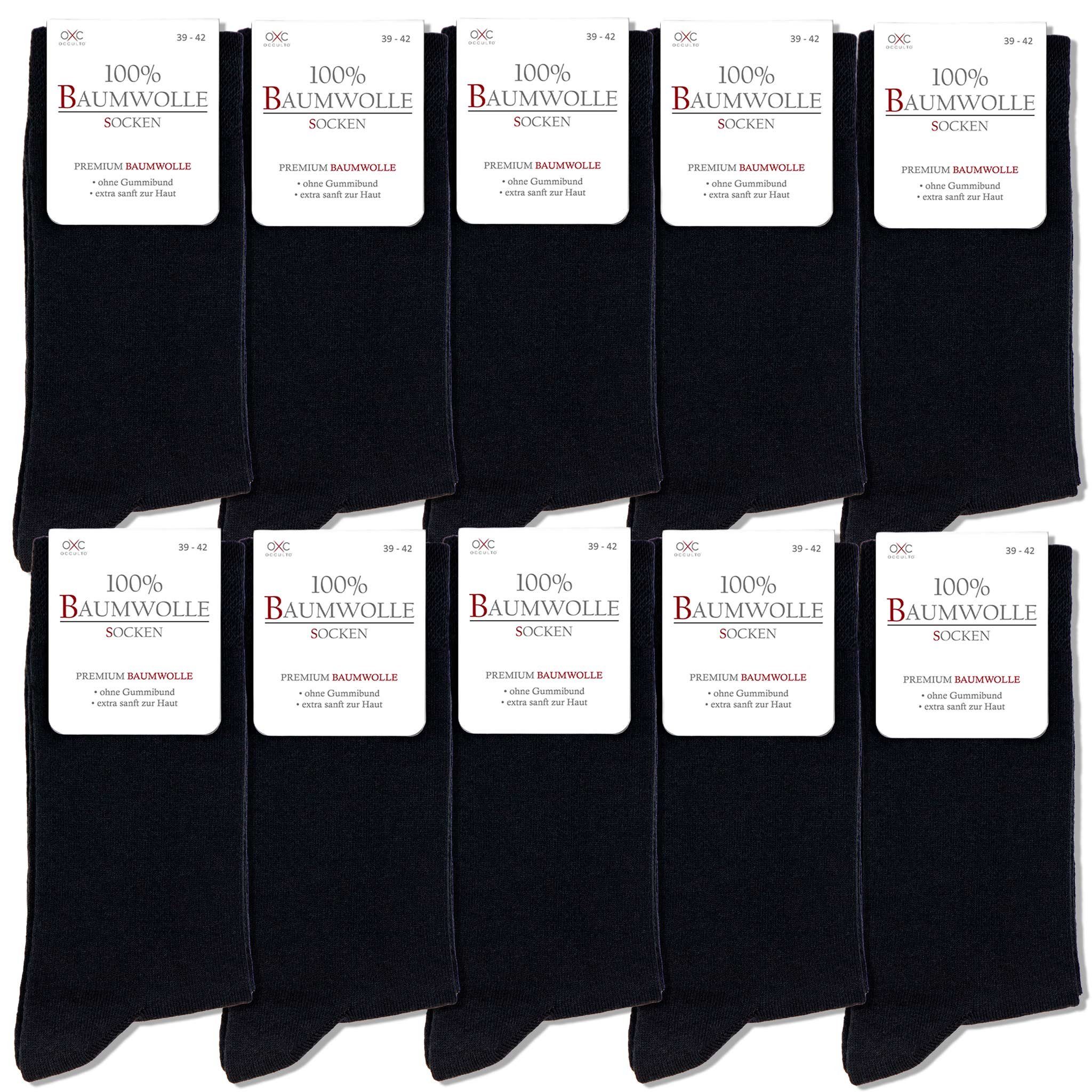 OCCULTO Businesssocken Occulto Herren 100% Baumwollsocken 10-20er Pack (Modell: Ingo) (10-Paar) 10Blk | Socken