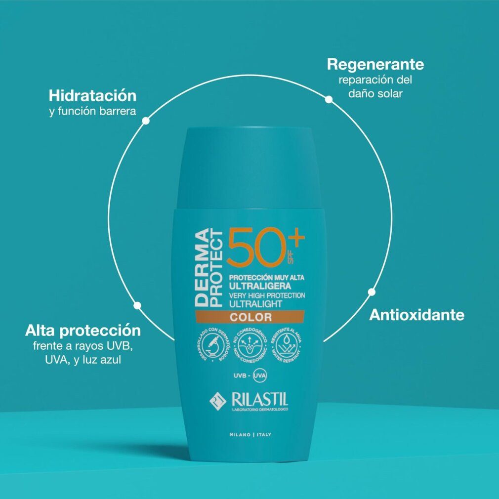 Rilastil Körperpflegemittel DERMAPROTECT ultraleichter Lichtschutz mit Farbe SPF50+ 50 ml