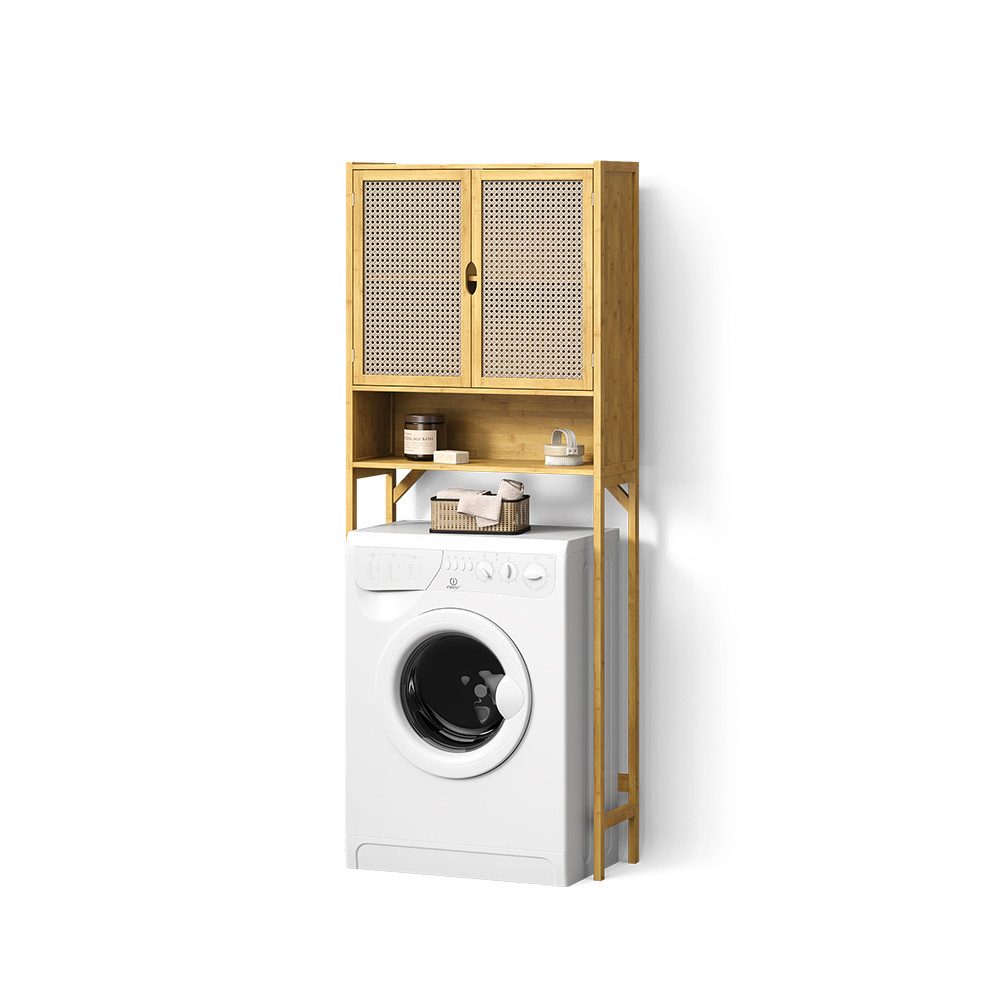 Livinity® Waschmaschinenumbauschrank Mincio, Bambus, 66 x 168 cm mit 2 Türen (1-St)