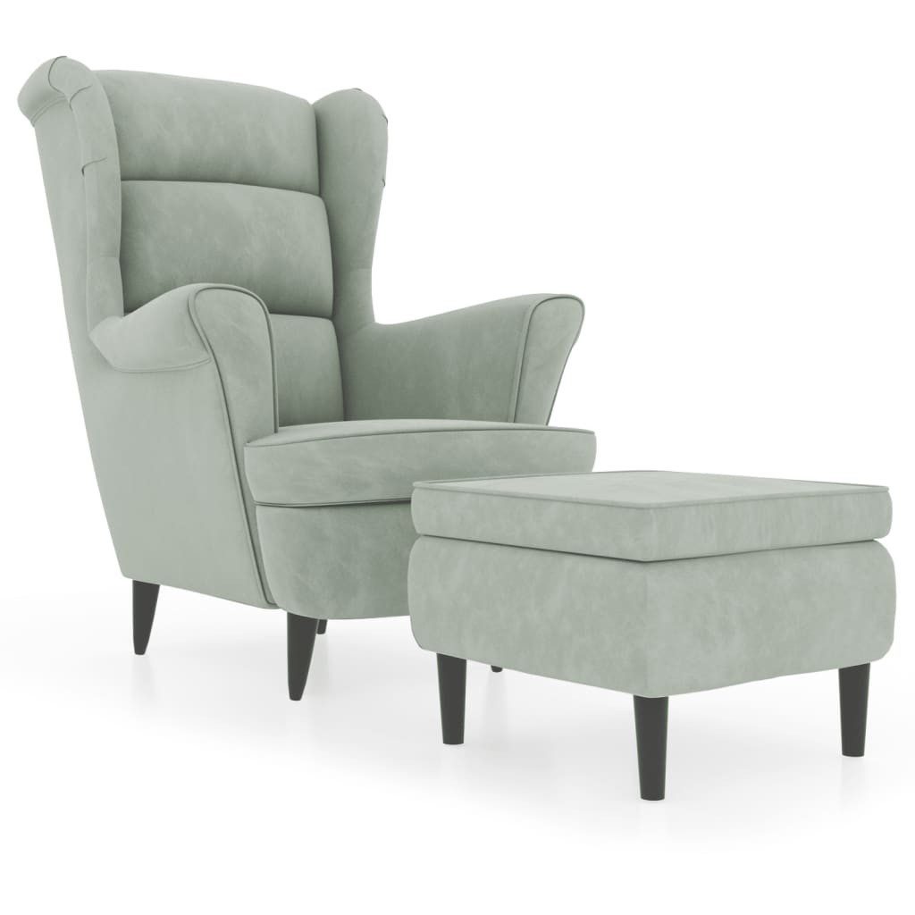 furnicato Sessel Bequemer Relaxsessel mit Hocker Hellgrau 78x90x96,5 cm (1-St)