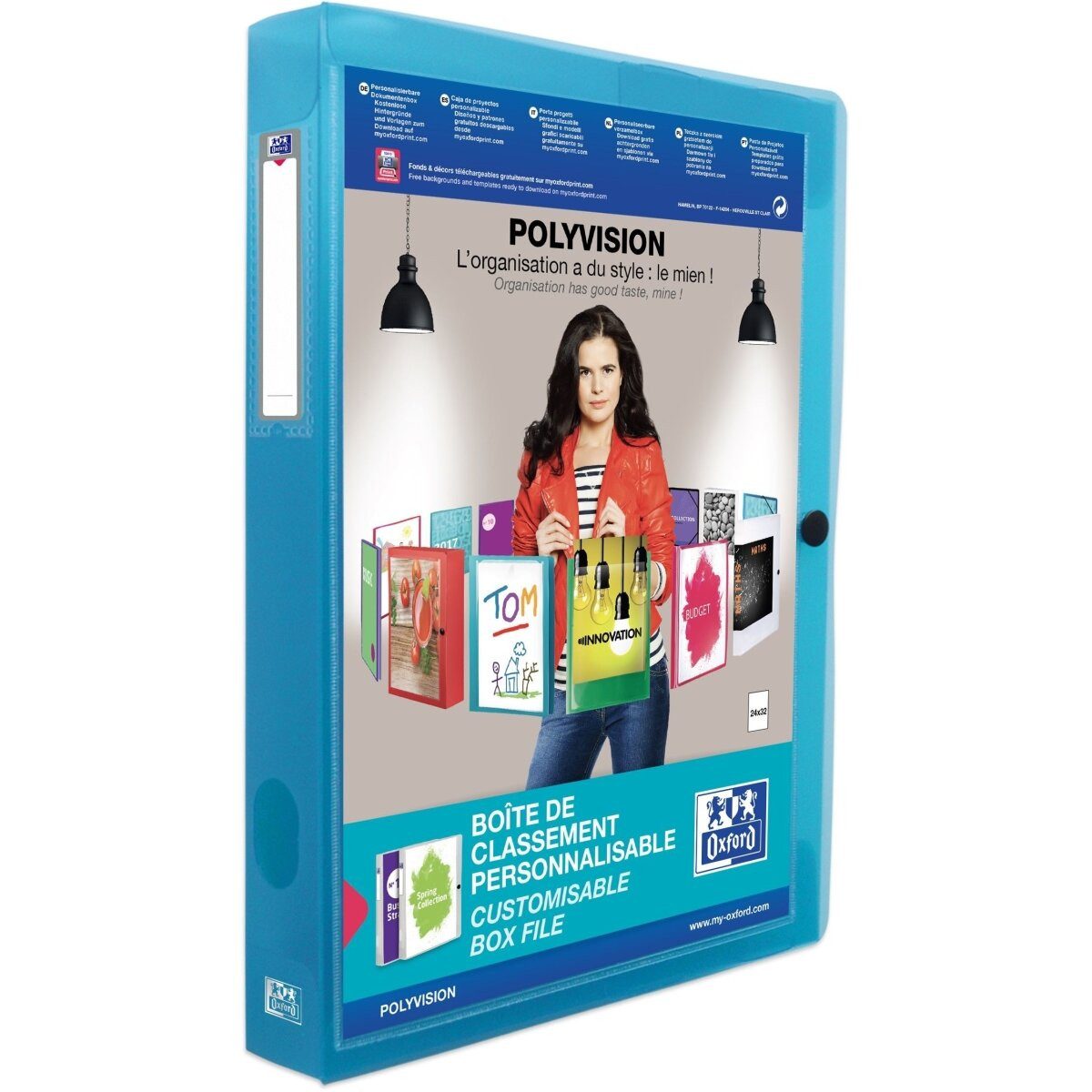 OXFORD Fächermappe Dokumentenbox polyvision A4 PP 40mm blau