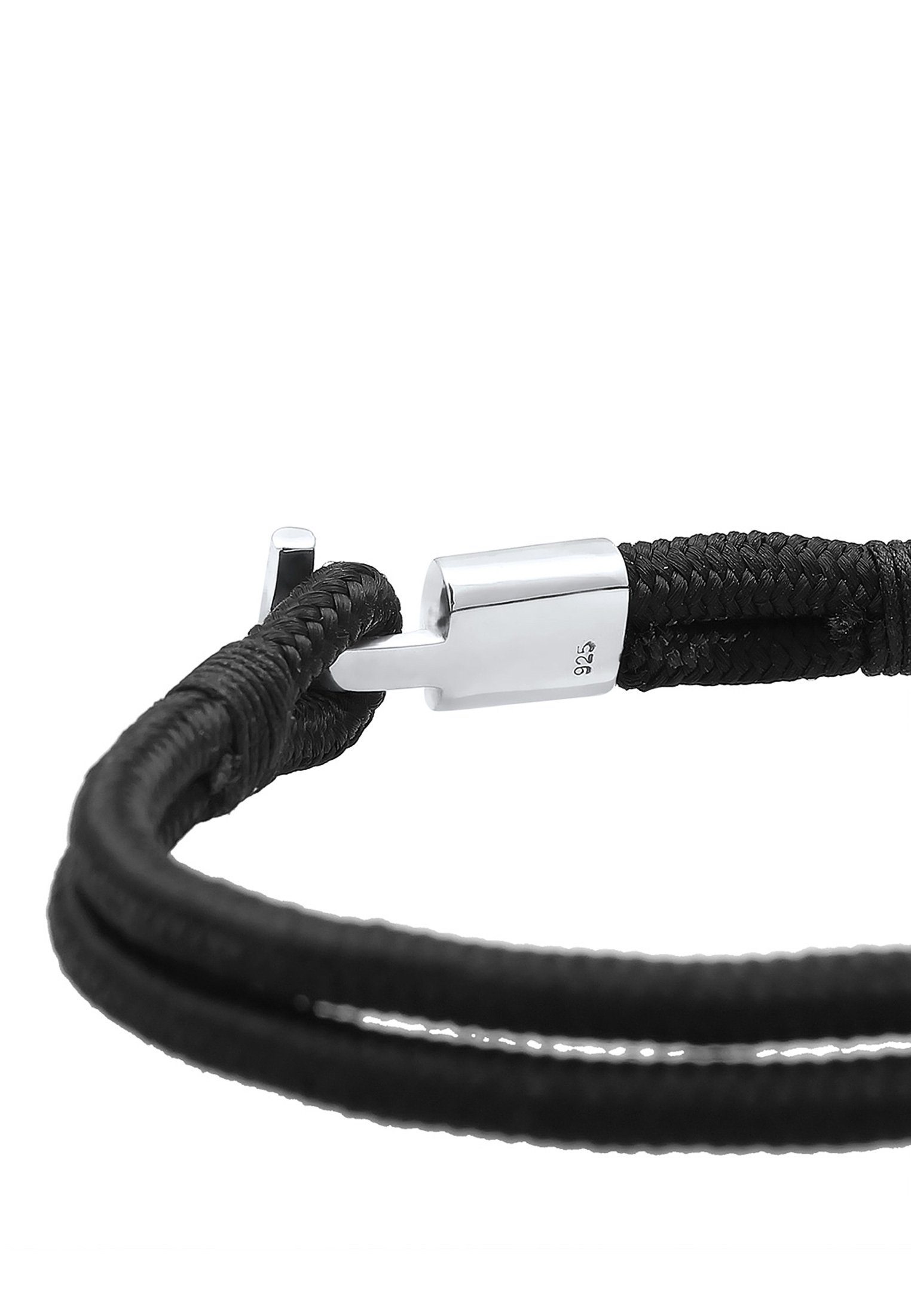 Kuzzoi Armband Textilband Knoten Haken Basic Cool 925er Silber