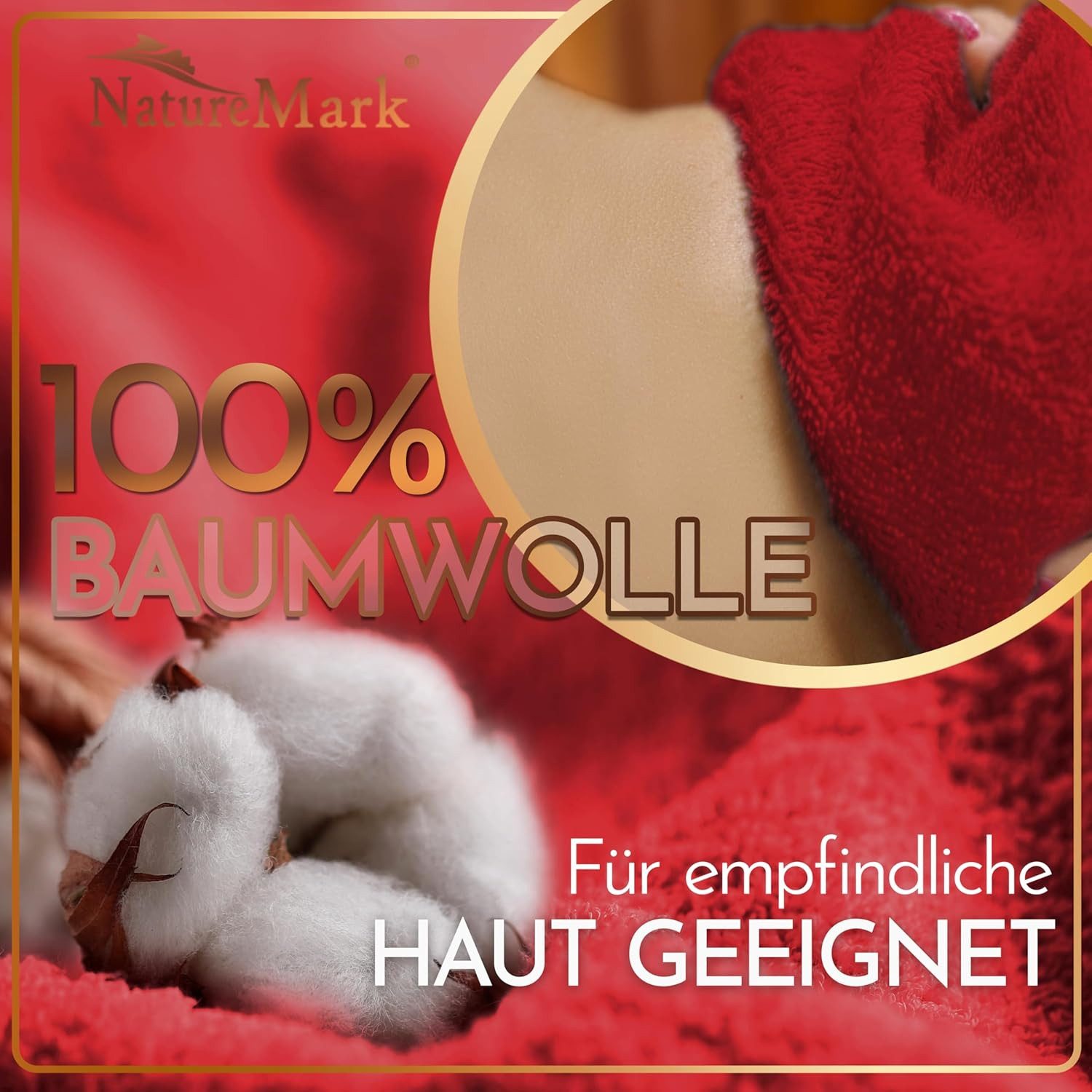 NatureMark Saunatuch Frottier Saunatücher 80x200cm, 100% Baumwolle (2-St), Premium Qualität SAUNATUCH Sauna-Handtuch, 80x200cm, Rot – Bild 5 von 5
