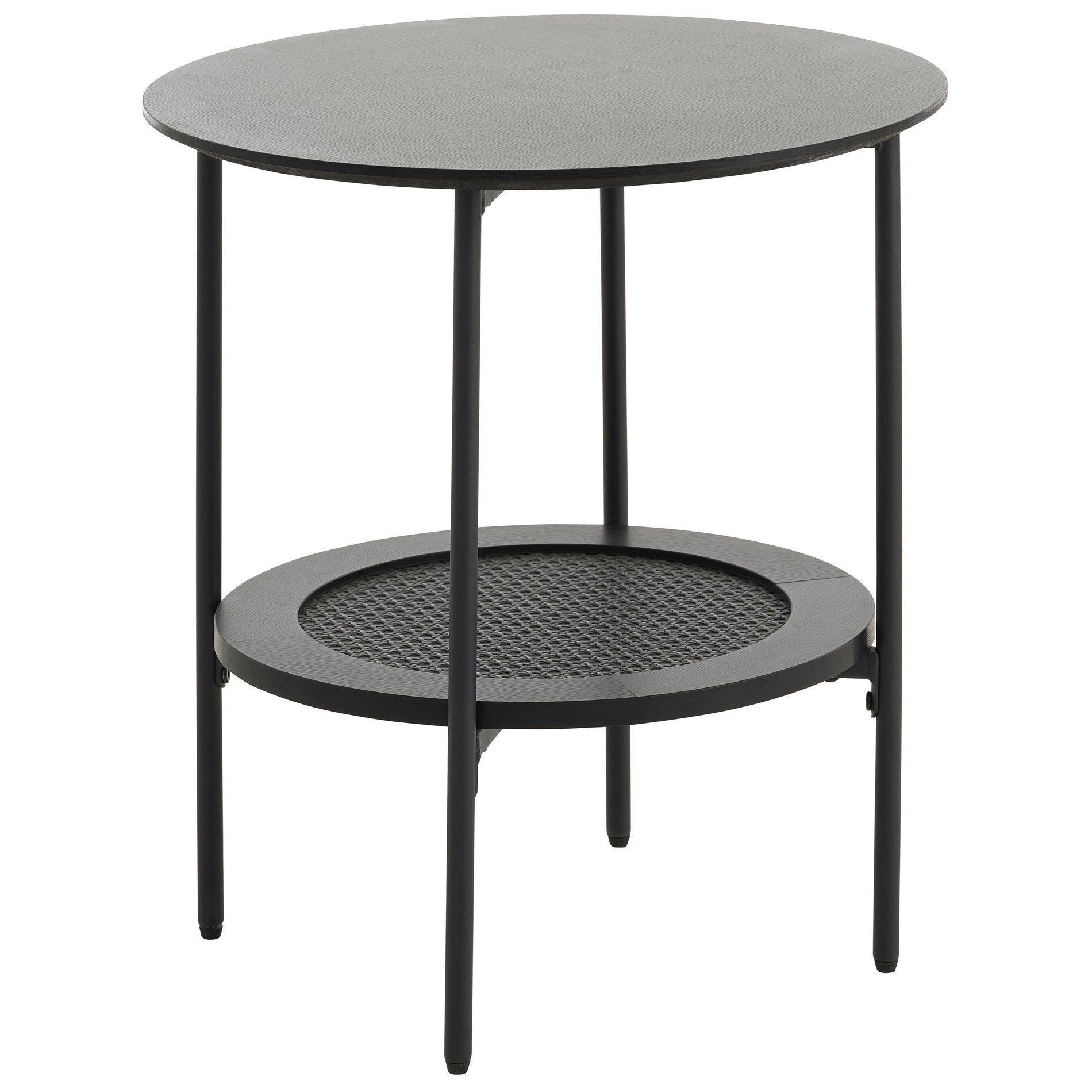 Selsey Beistelltisch MOGEST, Runder Beistelltisch mit Ablage, Eiche schwarz, Ø 50 cm