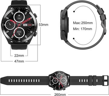 blackview Luxus Fitnessuhr Sportuhr mit Bluetooth, Herzfrequenzüberwachung Smartwatch (3,3 cm/1,3 Zoll), 1-tlg., 100+ Sportmodi, 5 ATM wasserdicht, Gesundheitsüberwachung