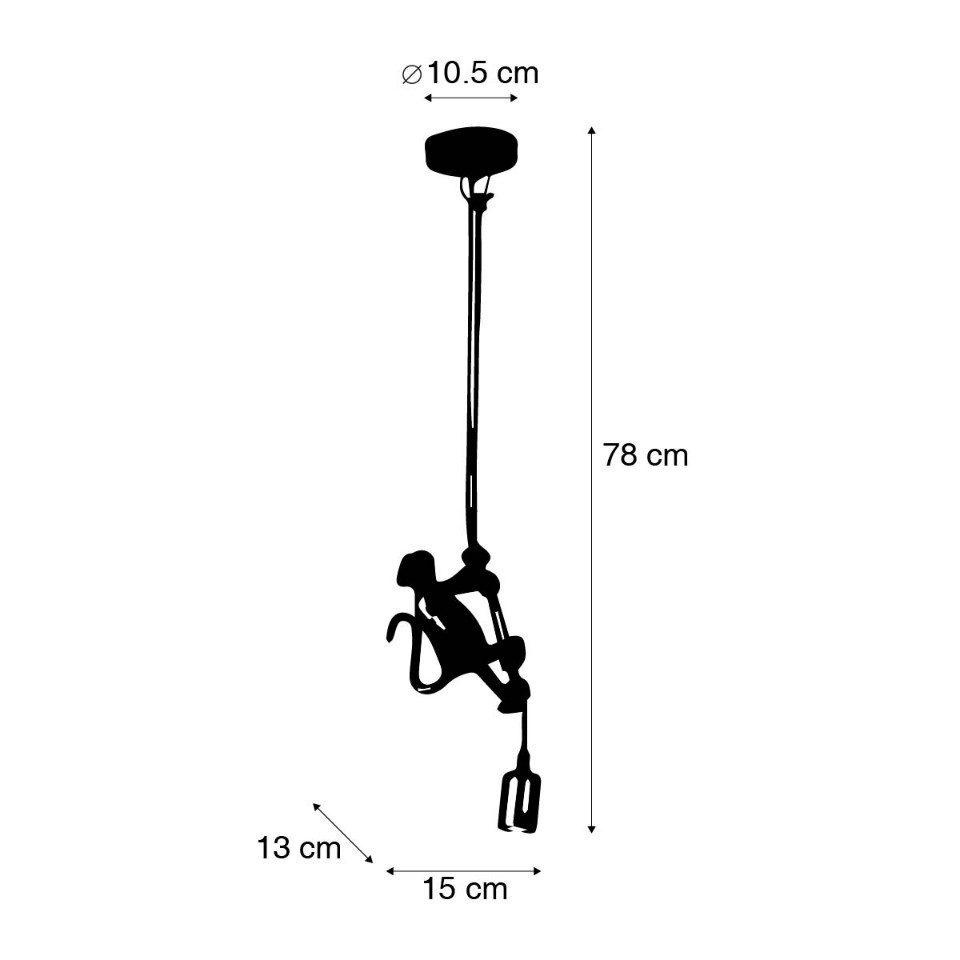 Qazqa Pendelleuchte Animal monkey, ohne Leuchtmittel, E27, Gold/Messing, Klassisch / Antik, Aluminium, 1-flammig