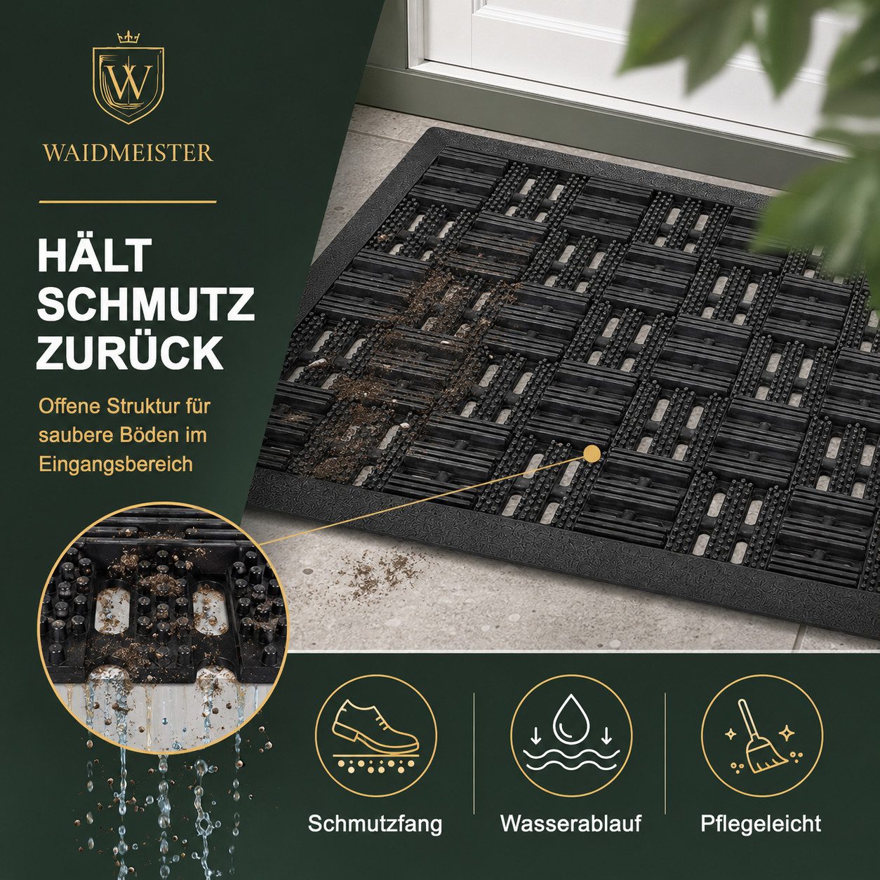 DILUMA Fußmatte Türmatte Matador Robuste Outdoor Schmutzfangmatte aus Gummi, rechteckig, Wetterfest, rutschfest, pflegeleicht, strapazierfähig – Bild 5 von 5