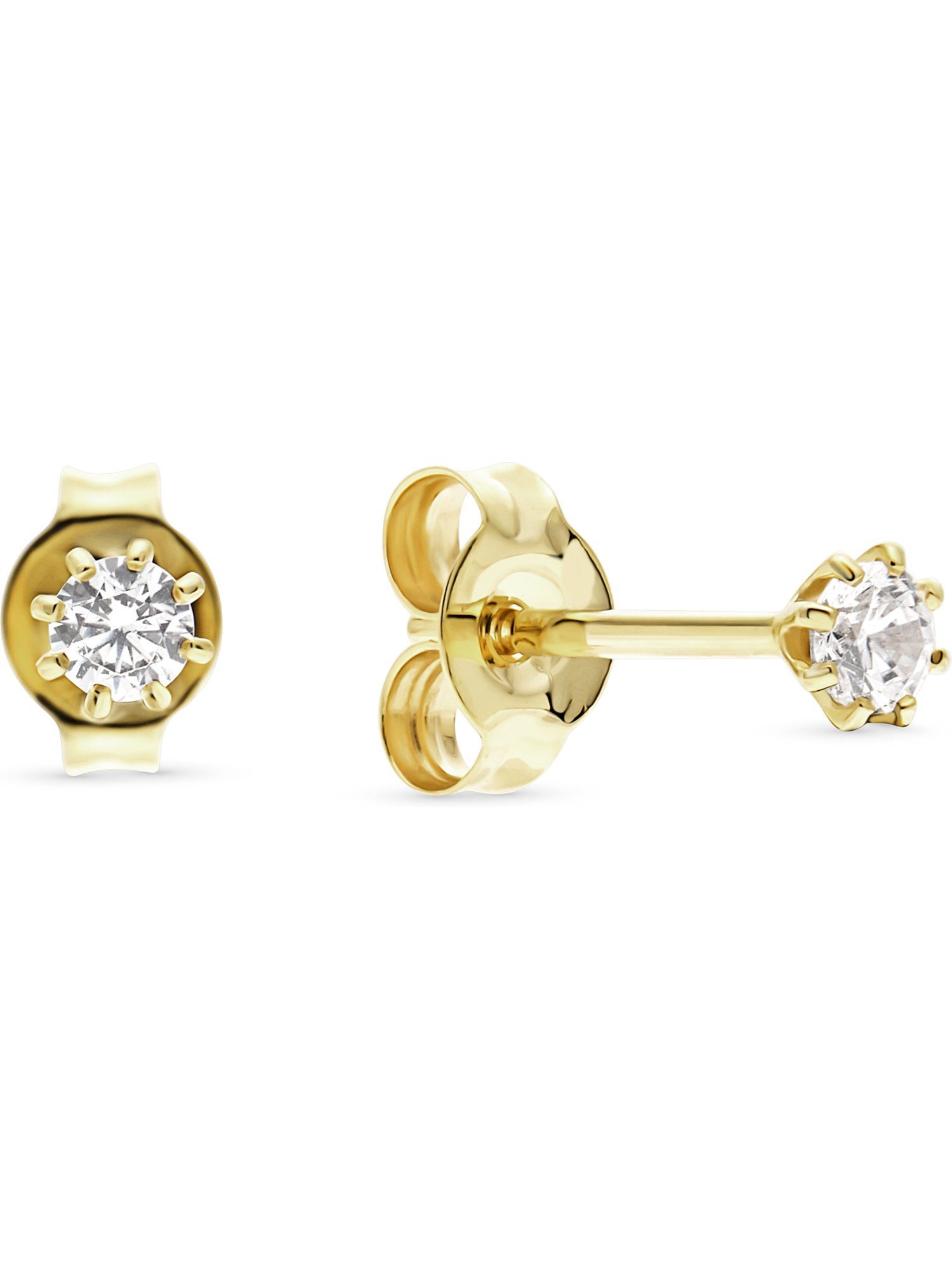 Paar Ohrstecker FAVS Damen-Ohrstecker 375er Gelbgold 2 Zirkonia