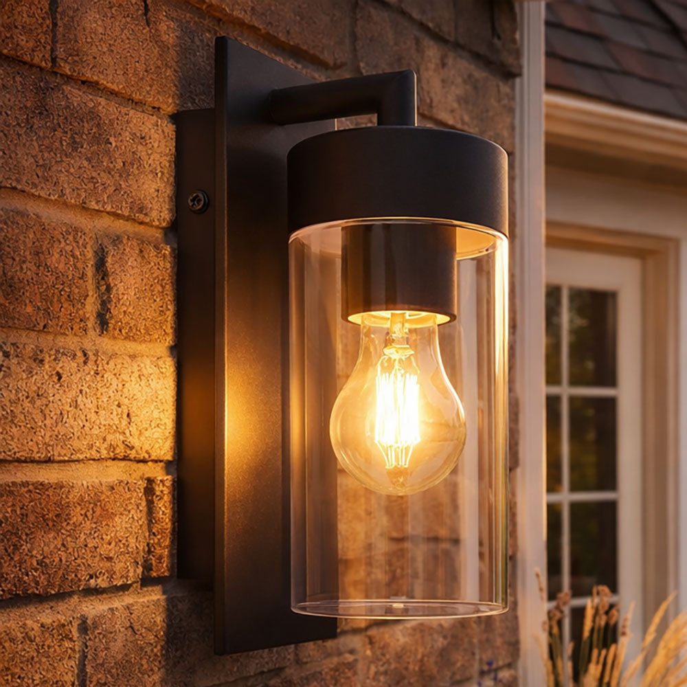 GLOBO LIGHTING LED Außen-Wandleuchte, Leuchtmittel inklusive, Warmweiß, Außenwandlampe Fassadenleuchte Gartenlampe anthrazit klar LED H 25 cm