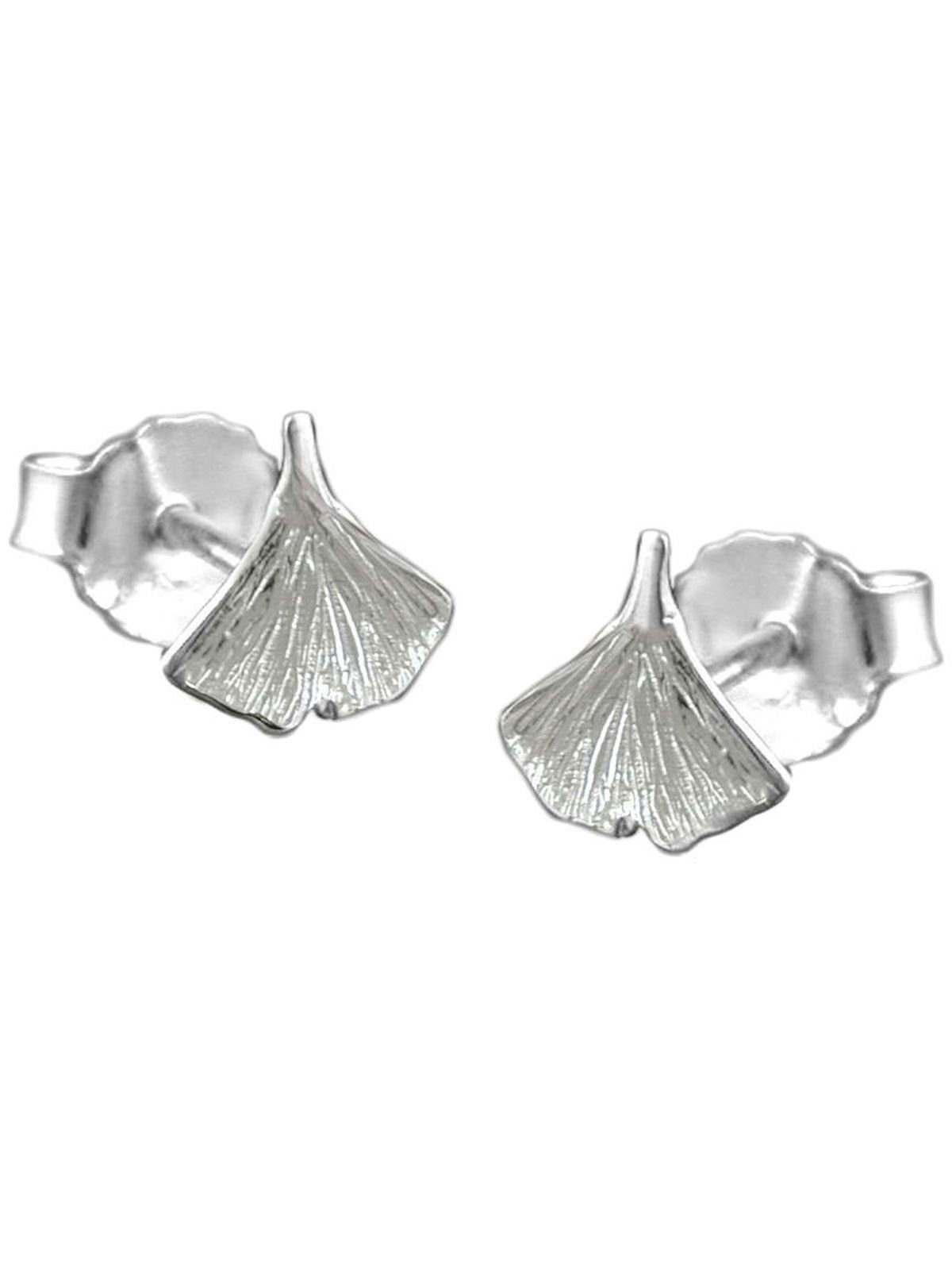 Gallay Silber (1-tlg) Paar glänzend Ginkgoblatt Ohrring Ohrstecker 7mm 925