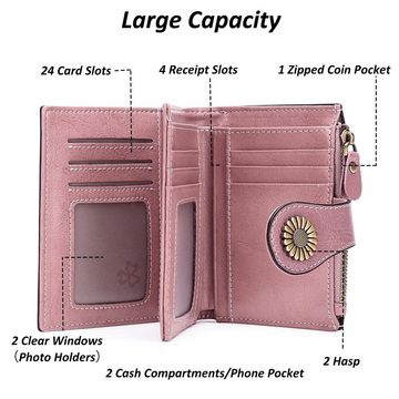 TAN.TOMI Brieftasche Geldbeutel Damen, elegante Portemonnaie Damen mit RFID Schutz (Elegante Geldbörse), mit viele Fächer mit Druckknopf und Reißverschluss