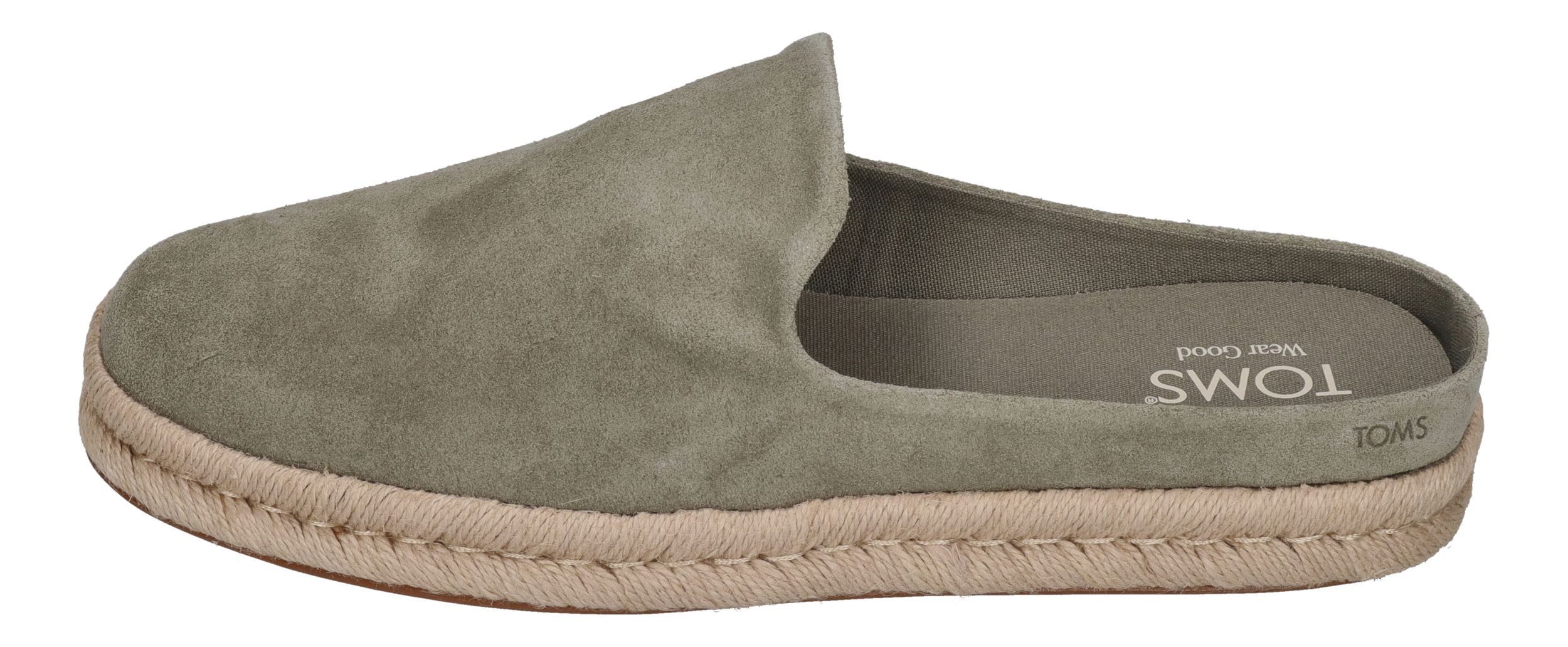 TOMS SANTIAGO MULE Espadrille Vetiver Grey Suede