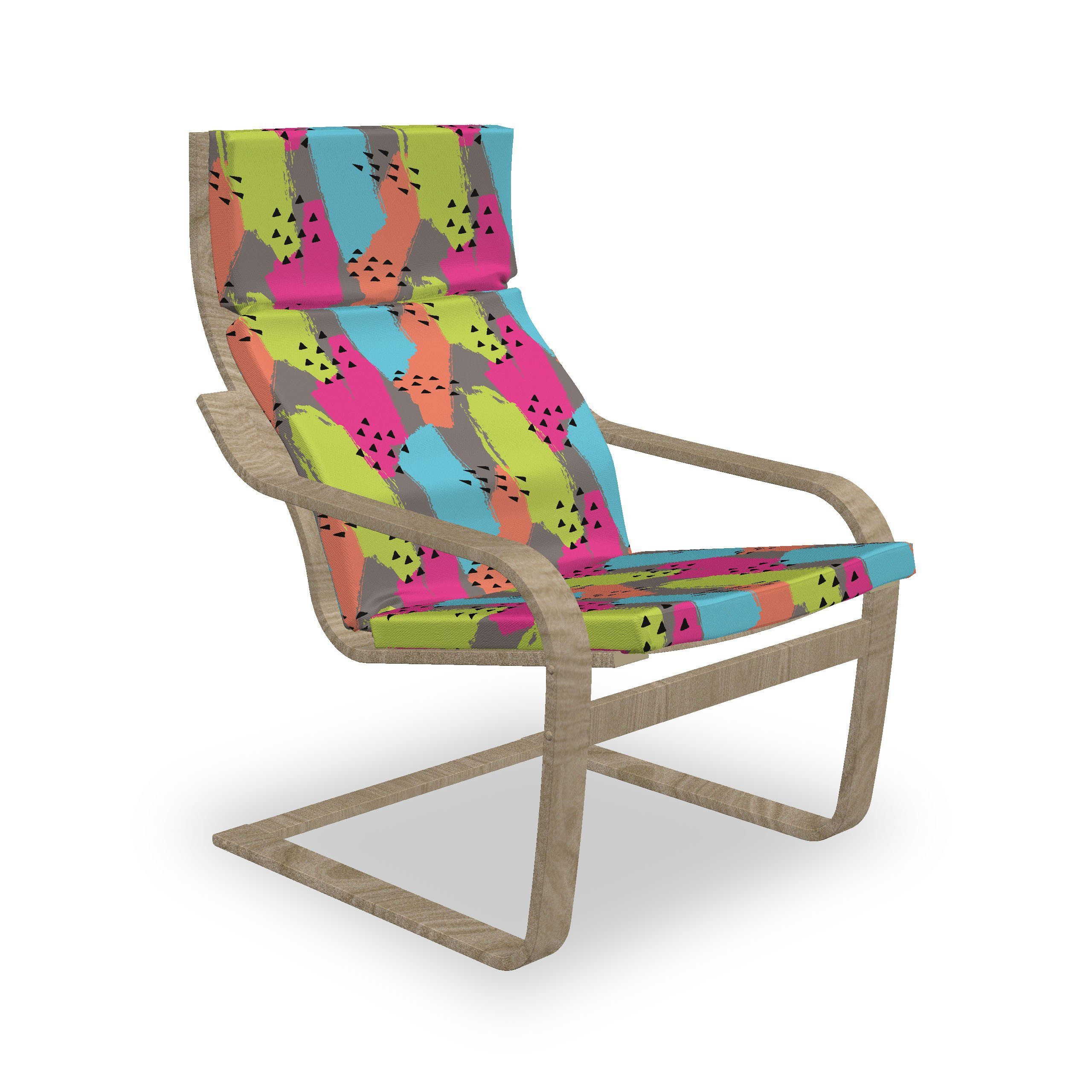 Stuhlkissen Dreieck Farben und Reißverschluss, Hakenschlaufe Stuhlkissen mit Modern Abakuhaus Sitzkissen Abstrakt mit