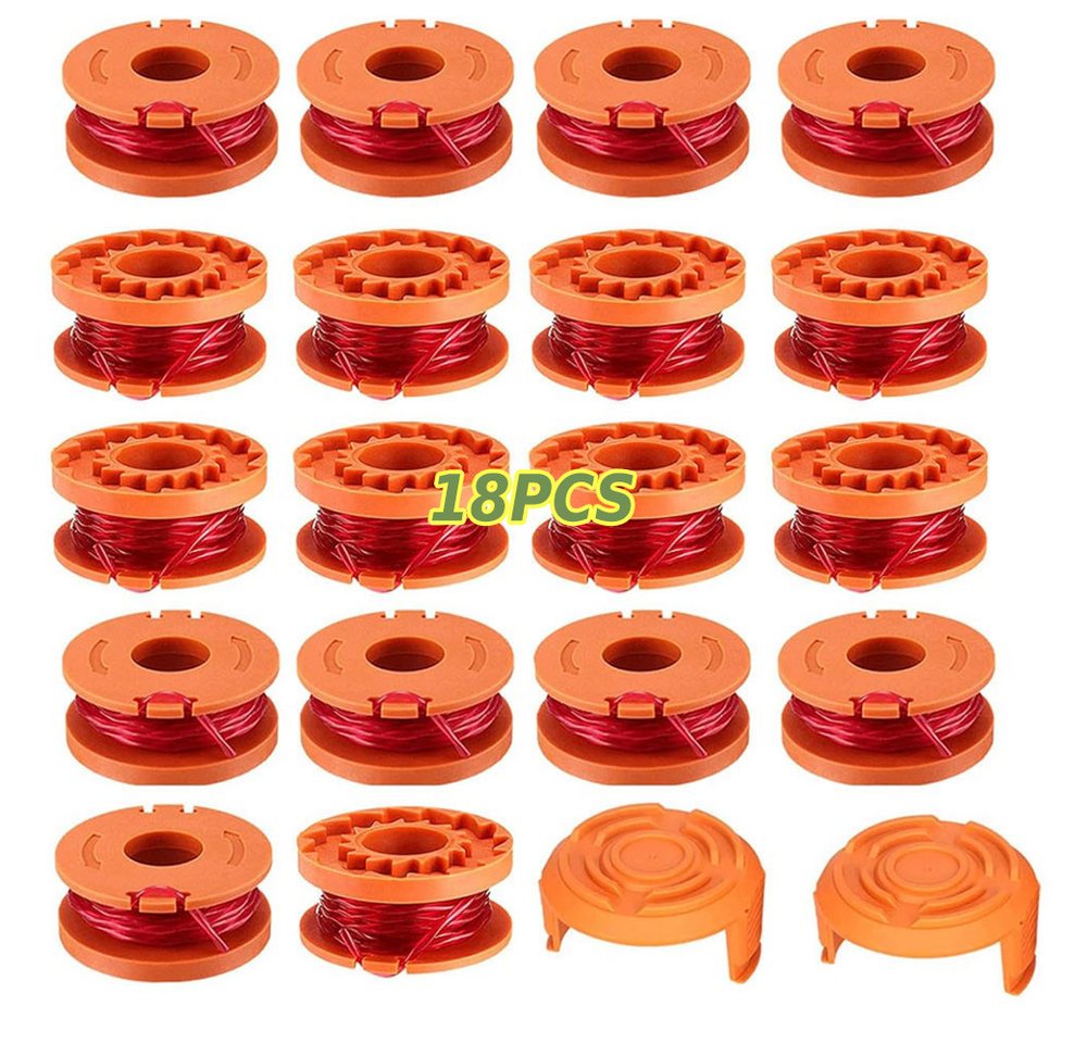 PRIISF Fadenspule 20er Trimmerspule für Worx Rasentrimmer WG-Serie, 1,65mm Ersatzspulen, 3,05 m Fadenlänge, (18 Stücke Rasentrimmer Spule und 2 Stücke Trimmerspulenabdeckung, Ersatzspule Trimmerfaden für Freischneider und Rasentrimmer), Nylonfaden für Ras