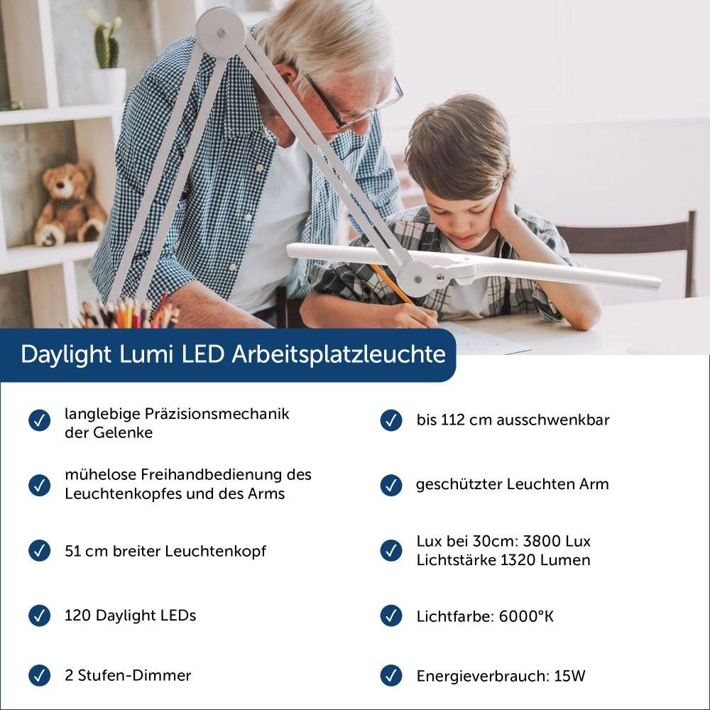 Daylight LED Arbeitsleuchte - Lumi LED Arbeitsplatzleuchte Klemmbefestigung / dimmbar, dimmbar, LED fest integriert