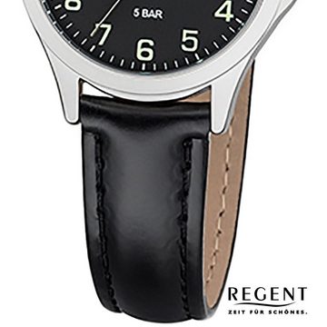 Regent Quarzuhr Regent Damen Uhr 2112419 Leder Quarz, (Analoguhr), Damen Armbanduhr rund, klein (ca. 29mm), Lederarmband