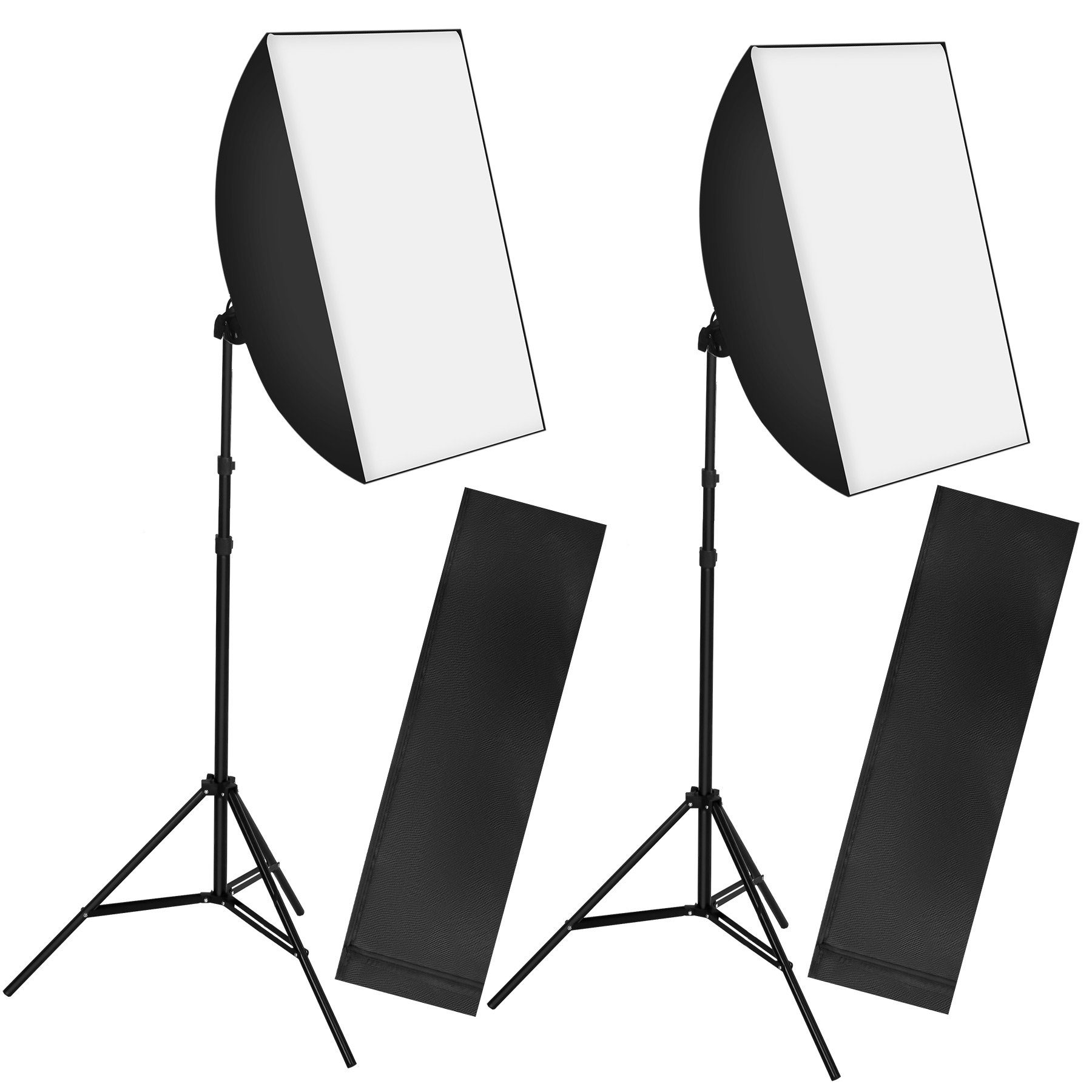 tectake 2er Set Studioleuchte mit Softbox, Stativ und Studio-Stativ-Blitz