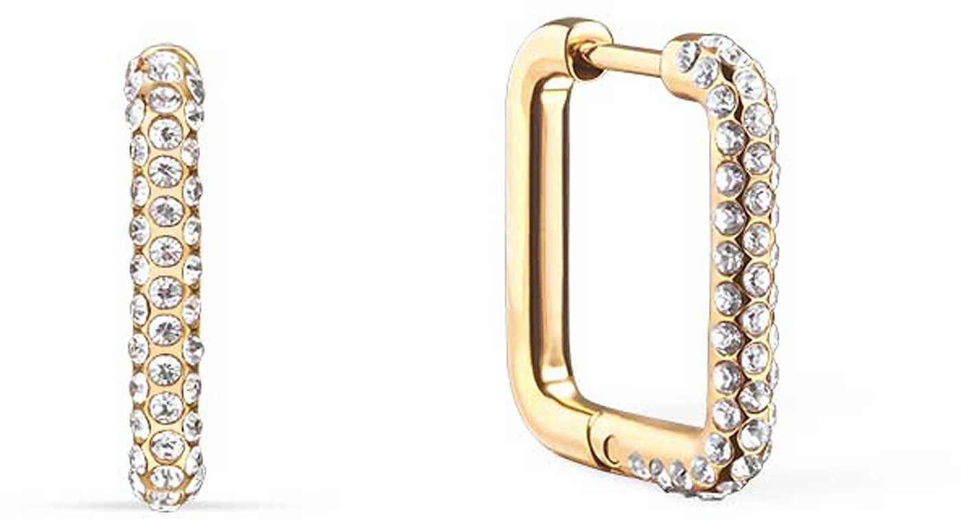 Bering Creolen-Set Eckige Kreolen aus Edelstahl mit Steinchen - Bering Jewelry