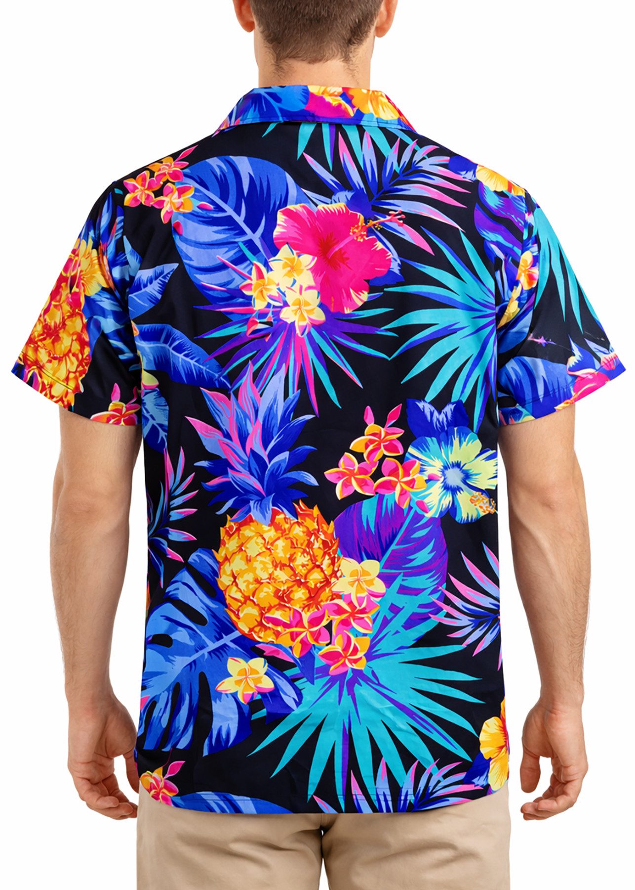 King Kameha Hawaiihemd "Pineapple" Funky Hawaii-Hemd Herren Kurzarm Front-Tasche Stylish – Bild 4 von 5
