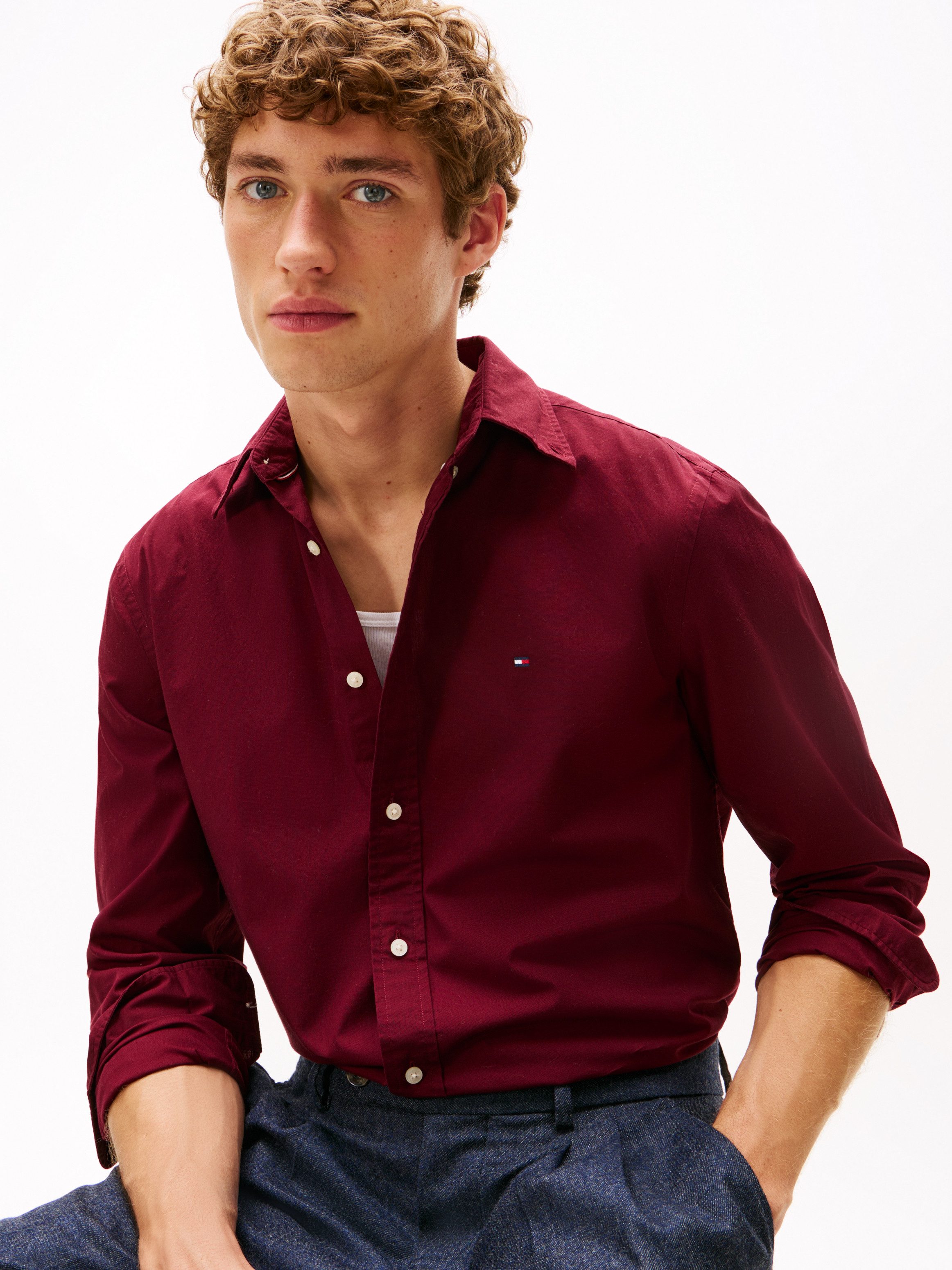 Tommy Hilfiger Businesshemd FLEX POPLIN SOLID Regular Fit Flex Cotton