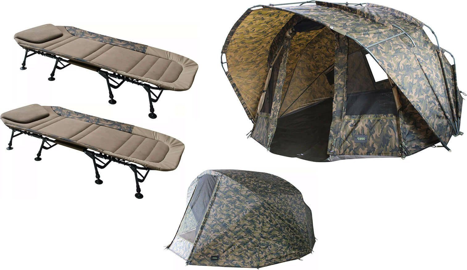 Angelzelt MK Fort Knox Camo Angelzelt 3,5 Mann mit 2 Angelliegen plus Winterskin