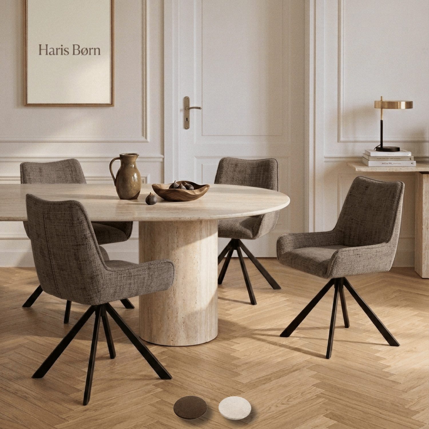 Haris Børn Esszimmerstuhl Polsterstuhl drehbar - Moderne Esszimmer Stühle (Set, 4 St), Braun - Premium Esszimmerstühle drehbar & Esstisch Stühle - Drehstuhl