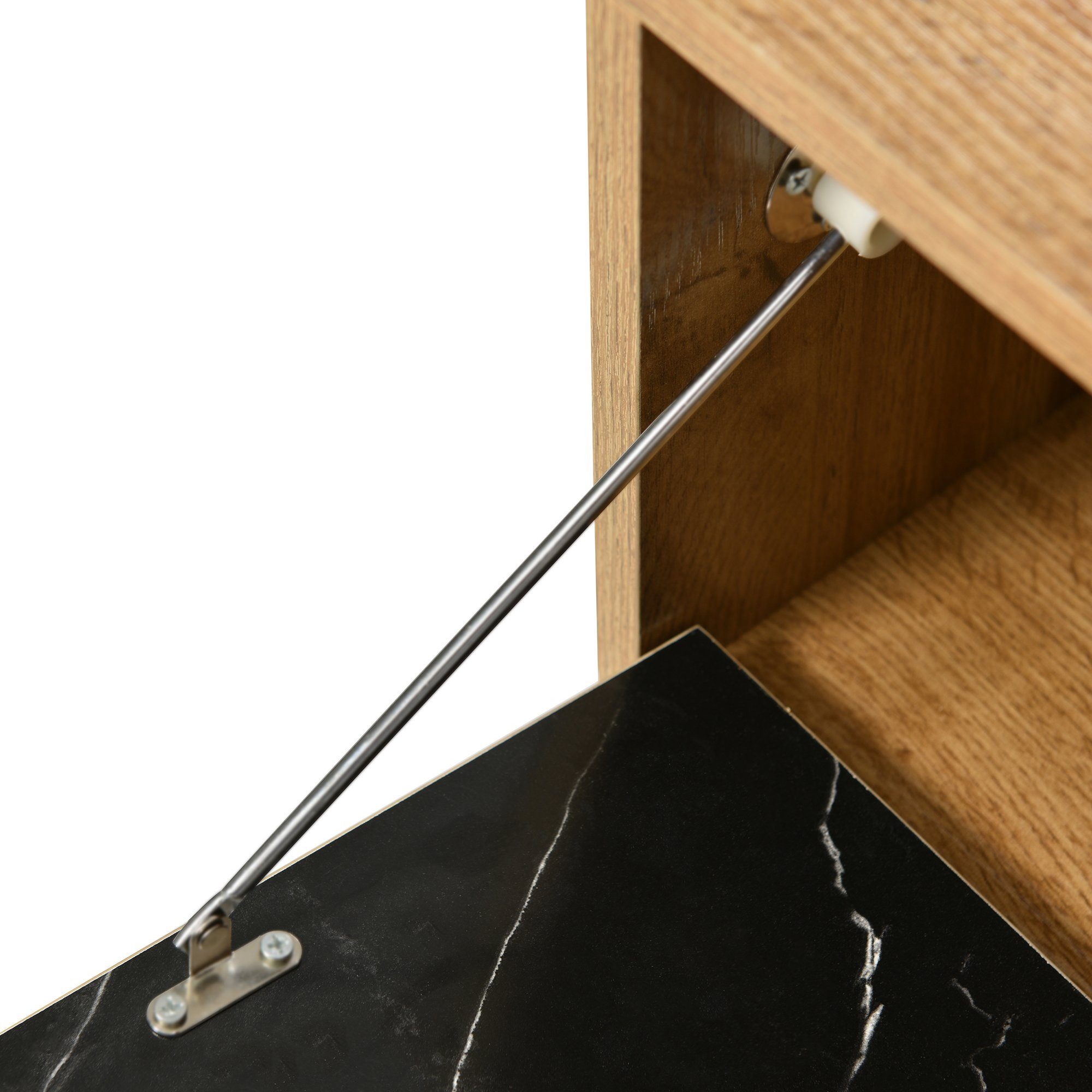 BlingBin TV-Schrank Fernsehschrank (1-St., mit Marmor- und Holzmaserungsdesign, PVC-Kante) Größe einstellbar: 129-200cm