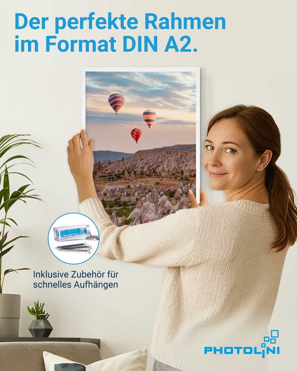 PHOTOLINI Bilderrahmen 3er Set modern mit bruchsicherem Acrylglas, Holz MDF, Fotos & Poster, für 3 Bilder (3er Set), Posterrahmen A2 42x60 cm zum Aufhängen