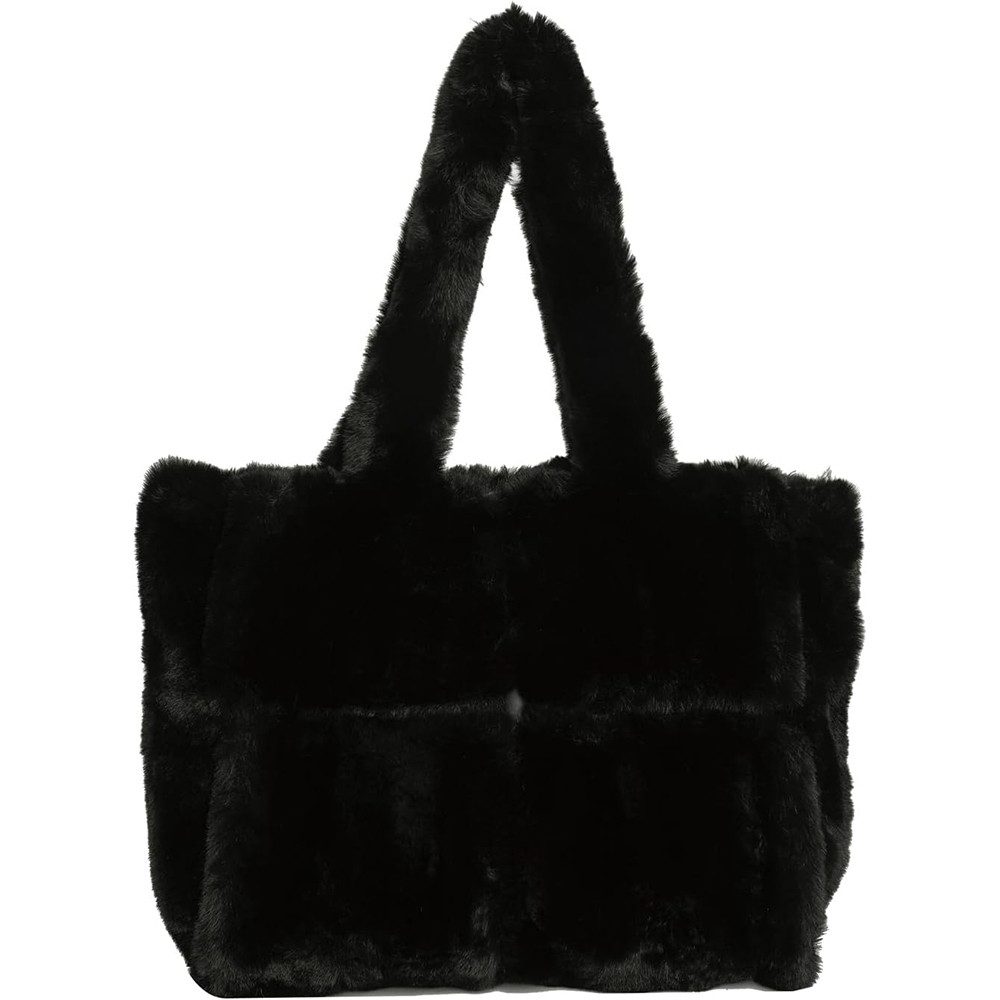 Schultertasche Damen Plüsch Umhängetasche Groß Shopper Tasche Handtasche Tote Bag