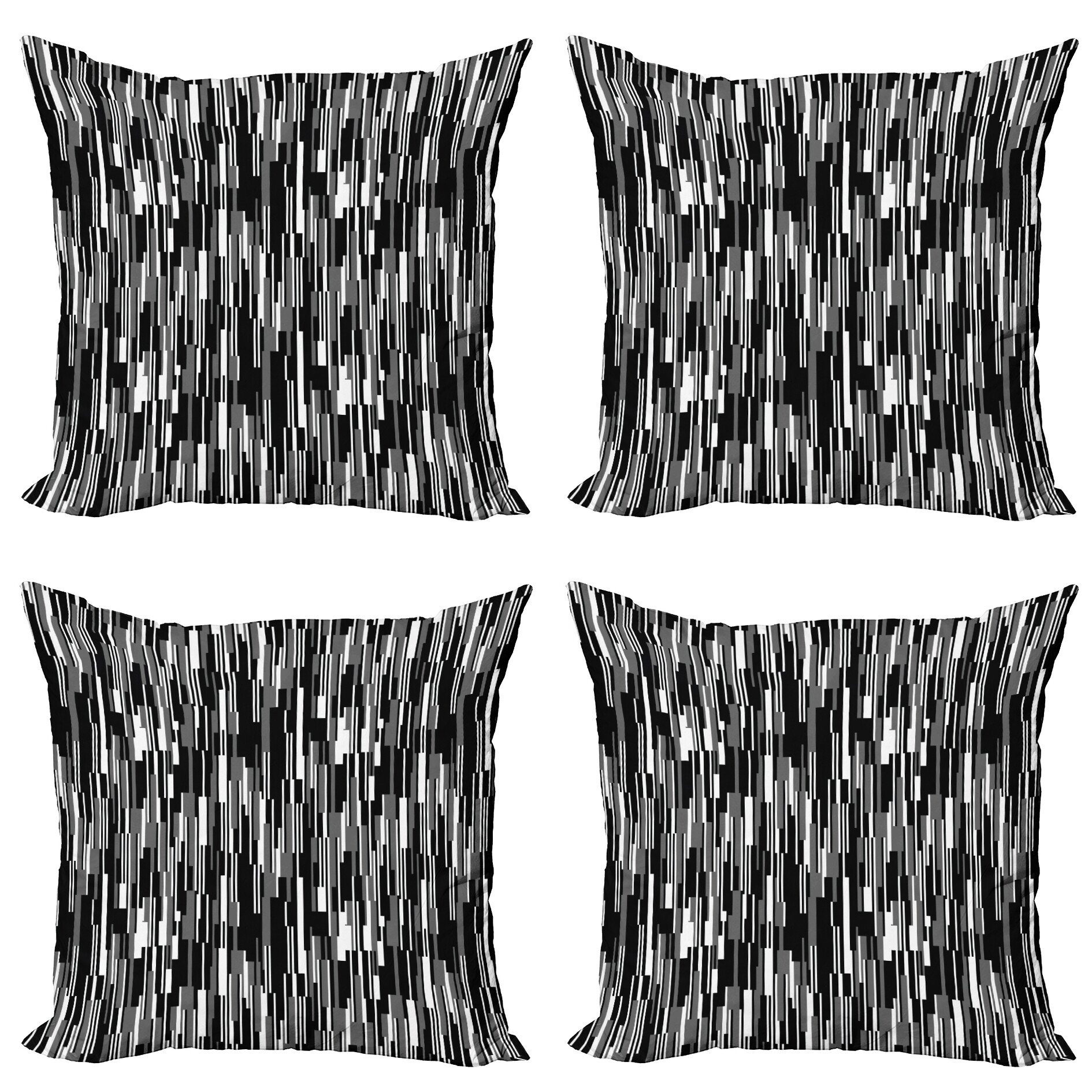 und Schwarz Doppelseitiger Kissenbezüge weiß Linien abstrakte Abakuhaus Accent (4 Modern Stück), Digitaldruck,