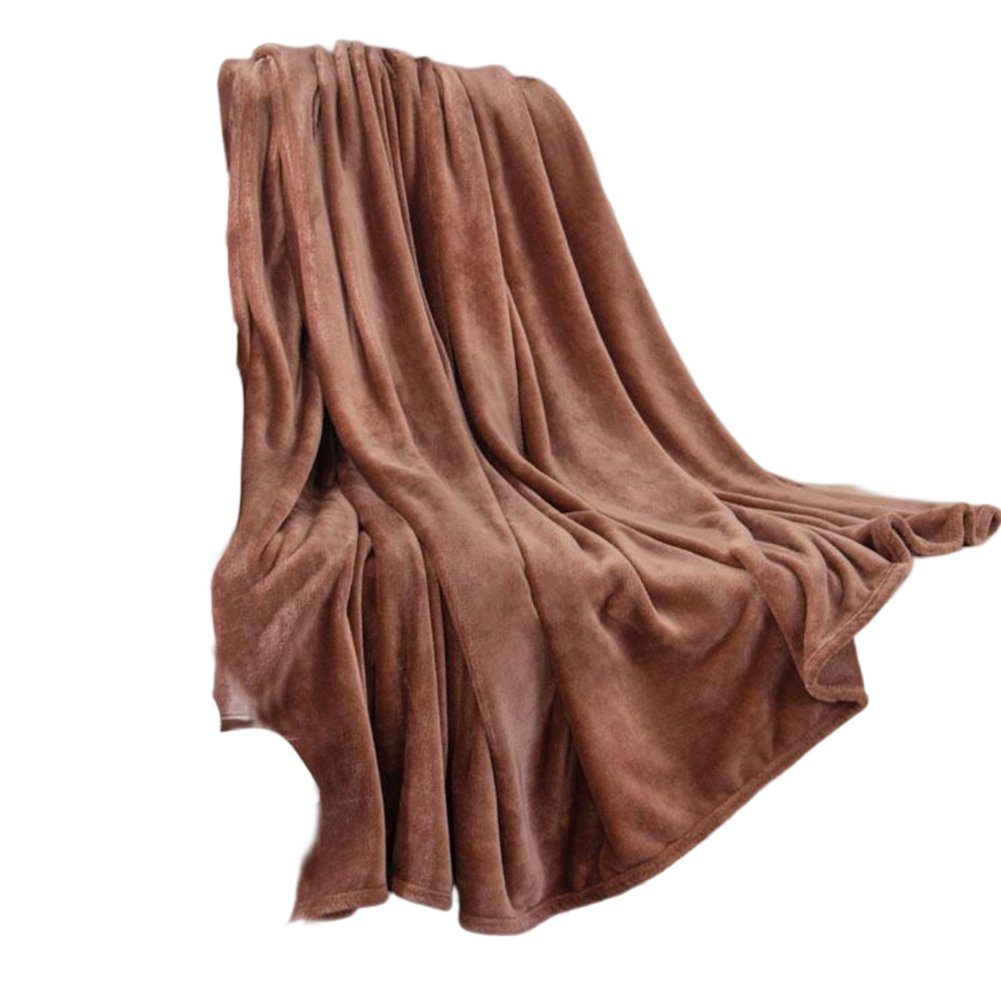 Wohndecke Einfarbige Waschlappendecke, Verdickte Doppelseitige Fleece-Bettlaken, Blusmart camel