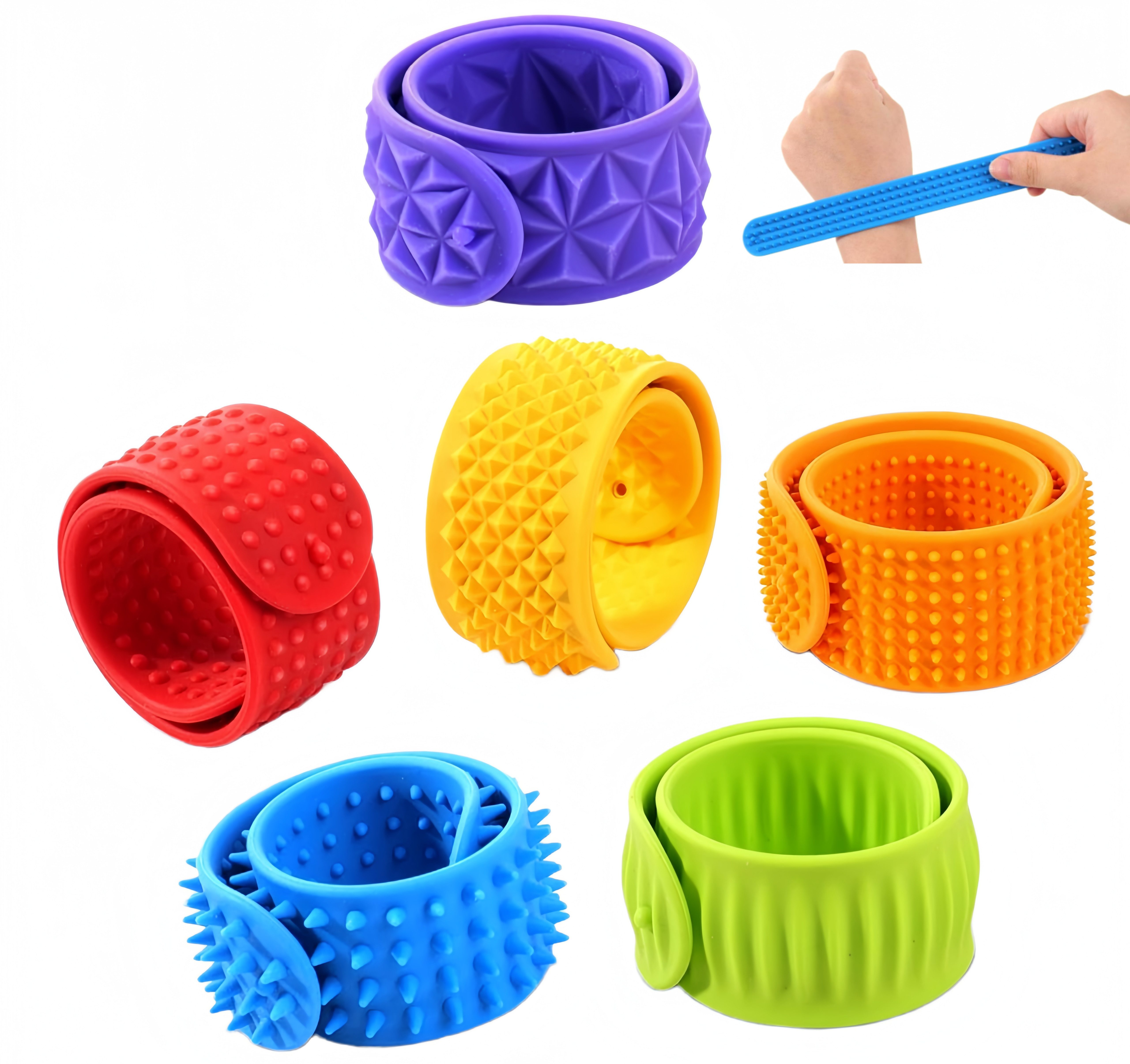 FOUORTUNATE-BEE Lernspielzeug Sensorik Spielzeug Armband mit Textur, 6er Set für Kinder Erwachsene, Fidget Armbänder für Schule, Büro, Reise, Flugzeug und Zuhause
