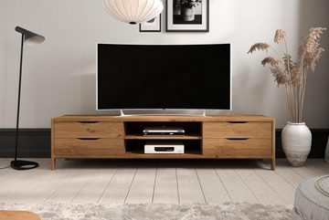 Natur24 Lowboard TV-Board Swig Wildeiche massiv geölt 200x50 mit 4 Schubladen 2 Fächern