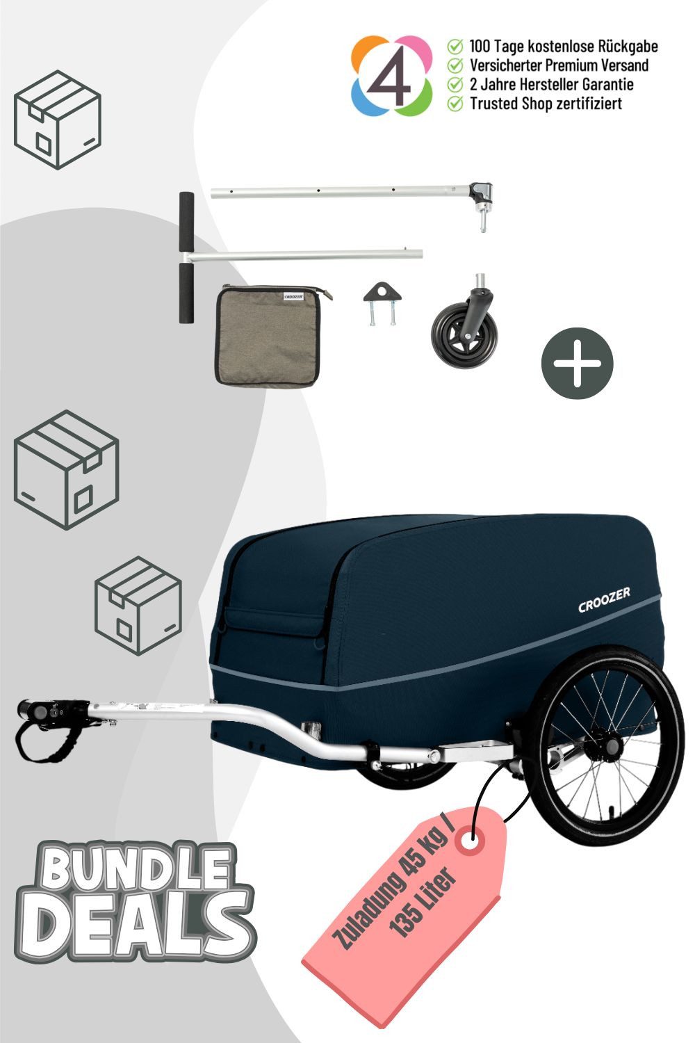 Croozer Fahrradlastenanhänger Cargo Tuure Picknick-Party-Bundle - Farbe: Blueberry Blue