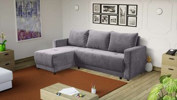 INOSIGN Ecksofa Navarra, Schlafsofa, 230cm, m. Bettfunktion (115/200cm) und Bettkasten, Recamiere beidseitig montierbar, in Cord