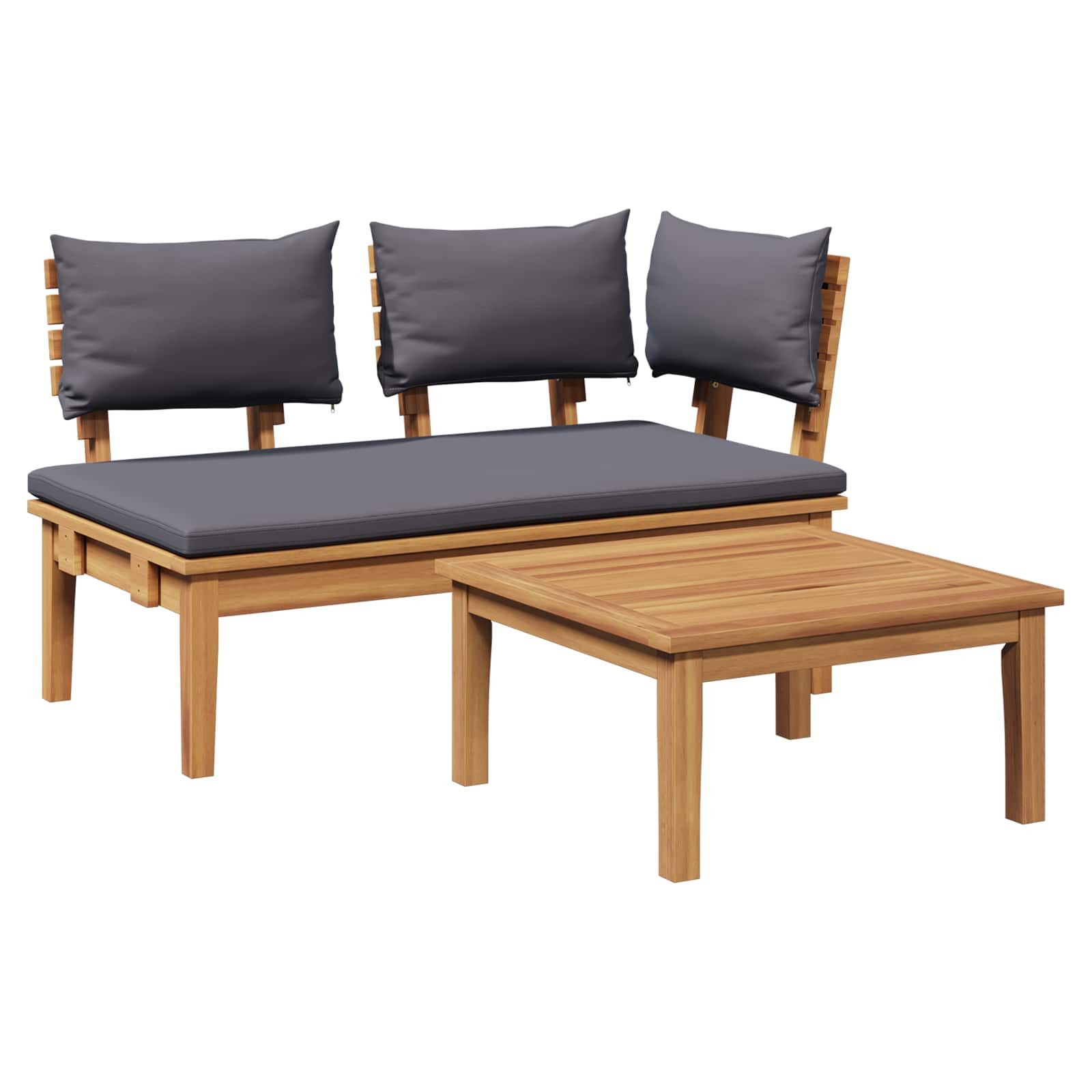 vidaXL Gartenlounge-Set Gartenbank und Tischset 2 stk. Grau und Braun Massivholz, (2-tlg)