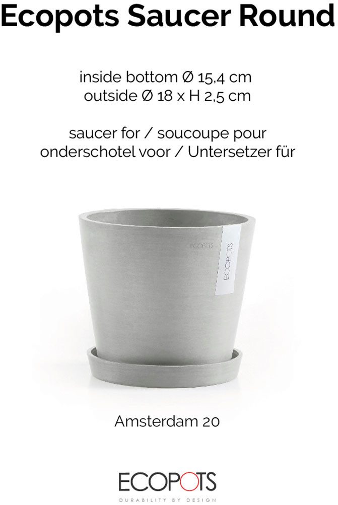 ECOPOTS Blumentopfuntersetzer ROUND SAUCER White Grey, BxTxH: 18x18x2,5 cm günstig online kaufen